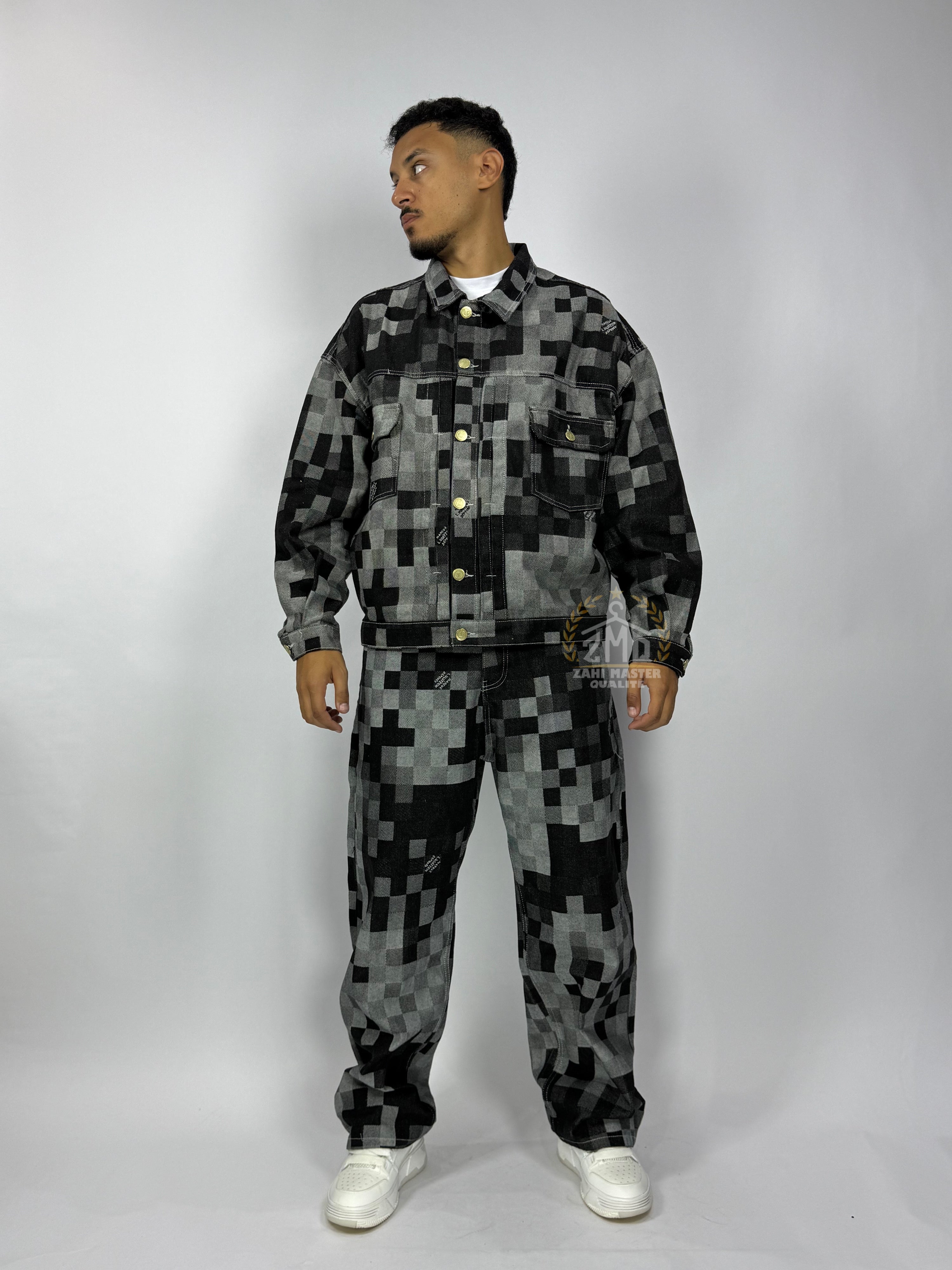Ensemble Pixel Denim Noir – Édition Limitée 1ʳᵉ Qualité