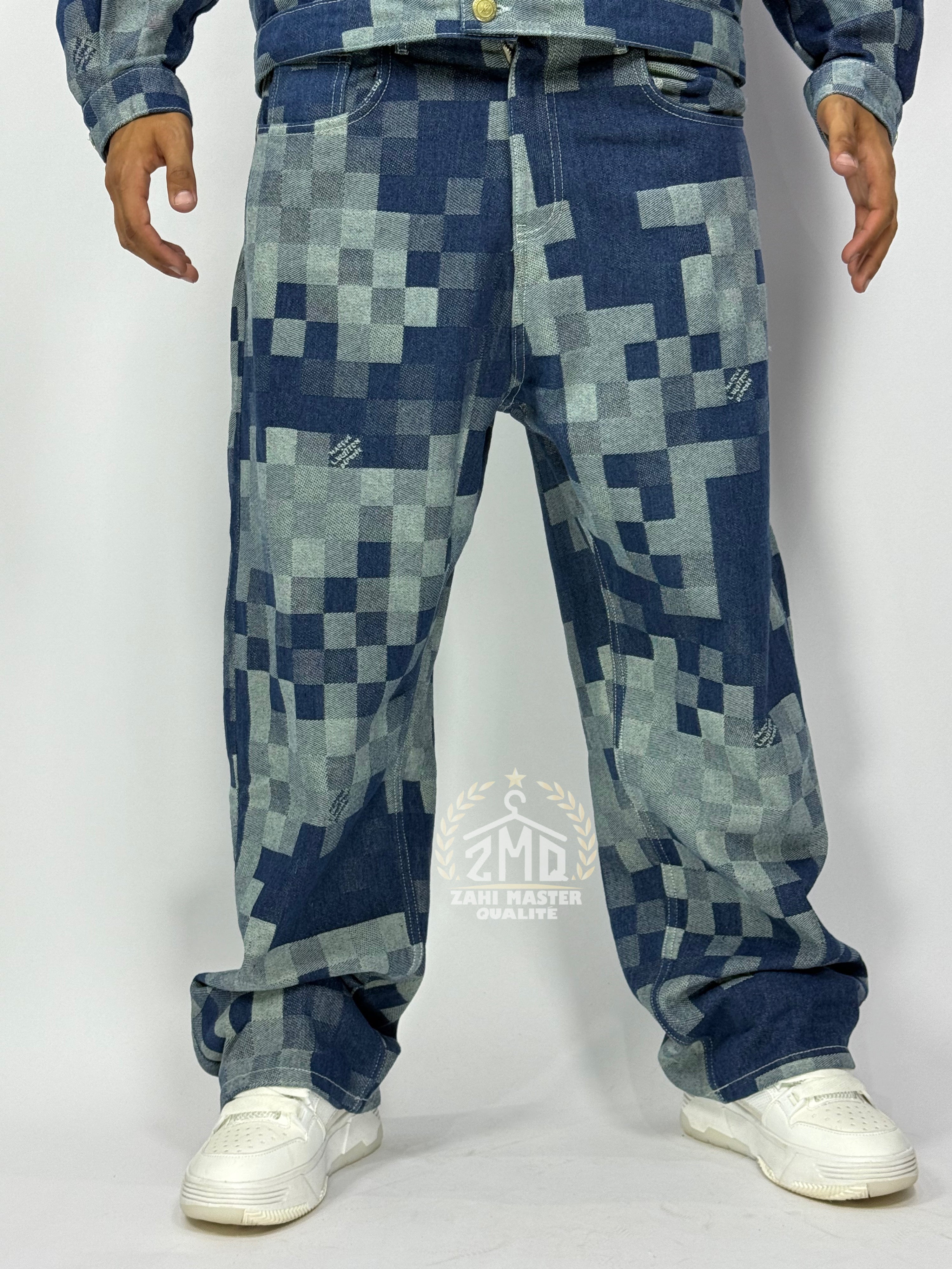 Ensemble Pixel Denim Bleu – Édition Limitée 1ʳᵉ Qualité