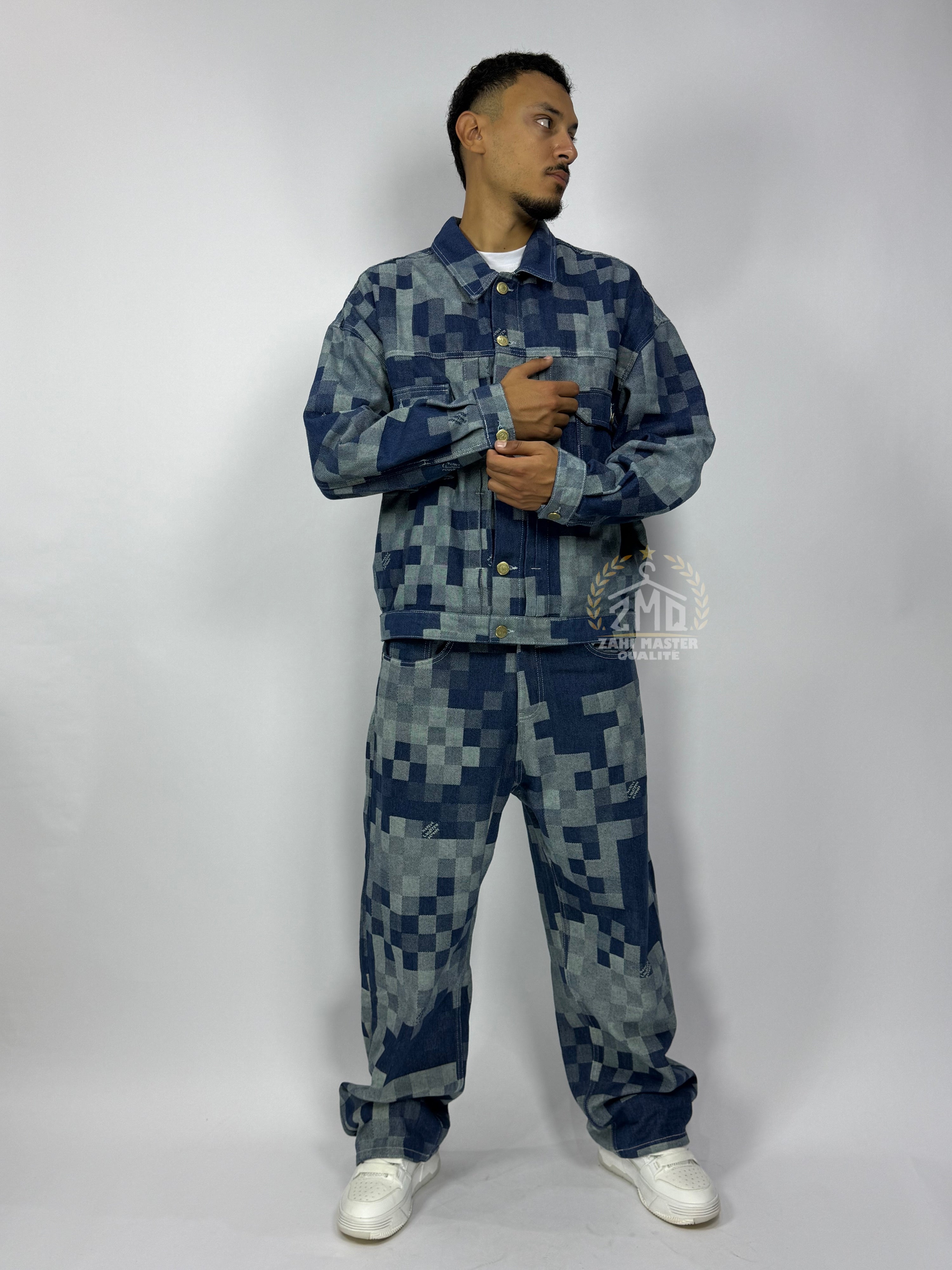 Ensemble Pixel Denim Bleu – Édition Limitée 1ʳᵉ Qualité