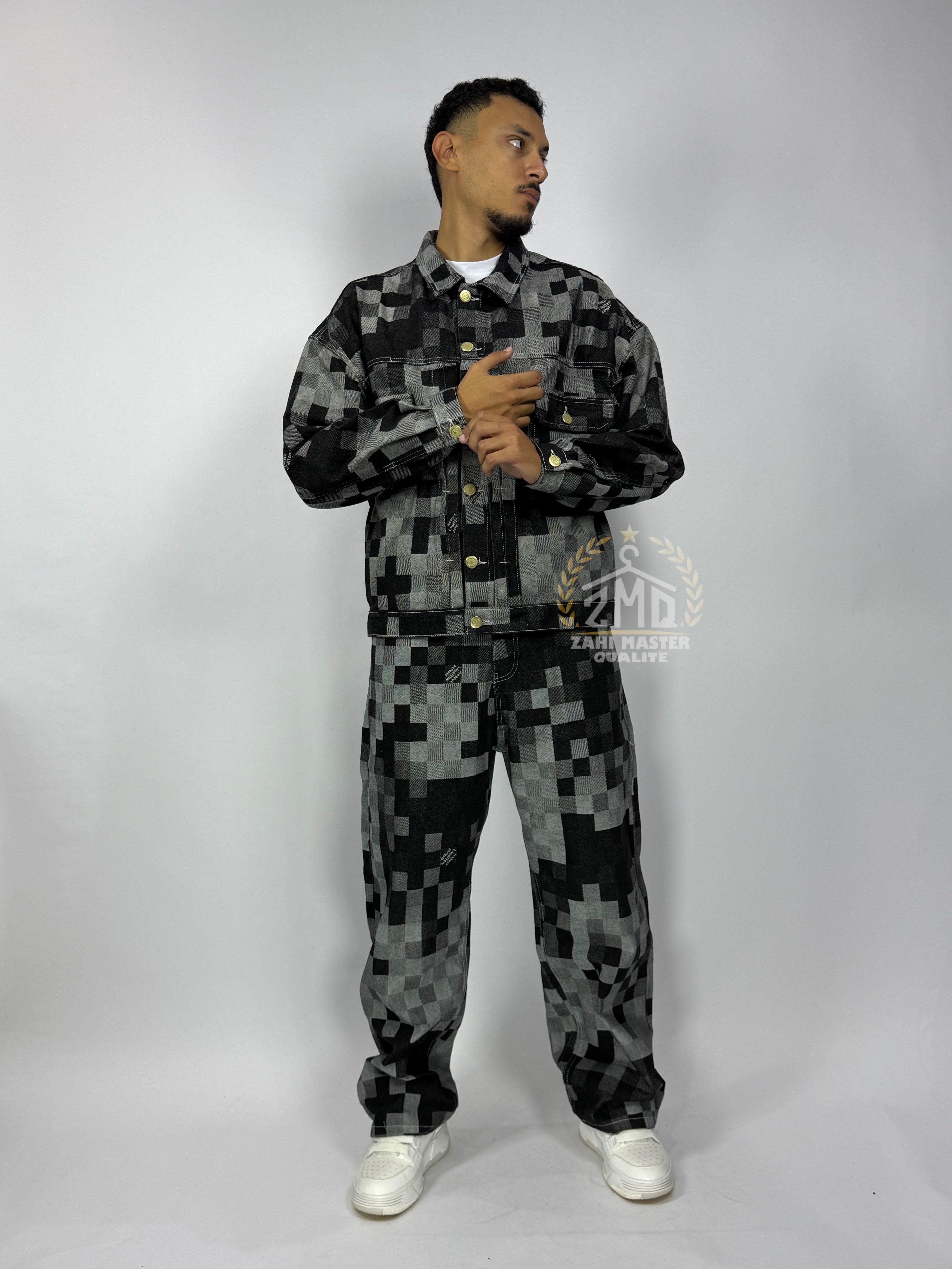 Ensemble Pixel Denim Noir – Édition Limitée 1ʳᵉ Qualité