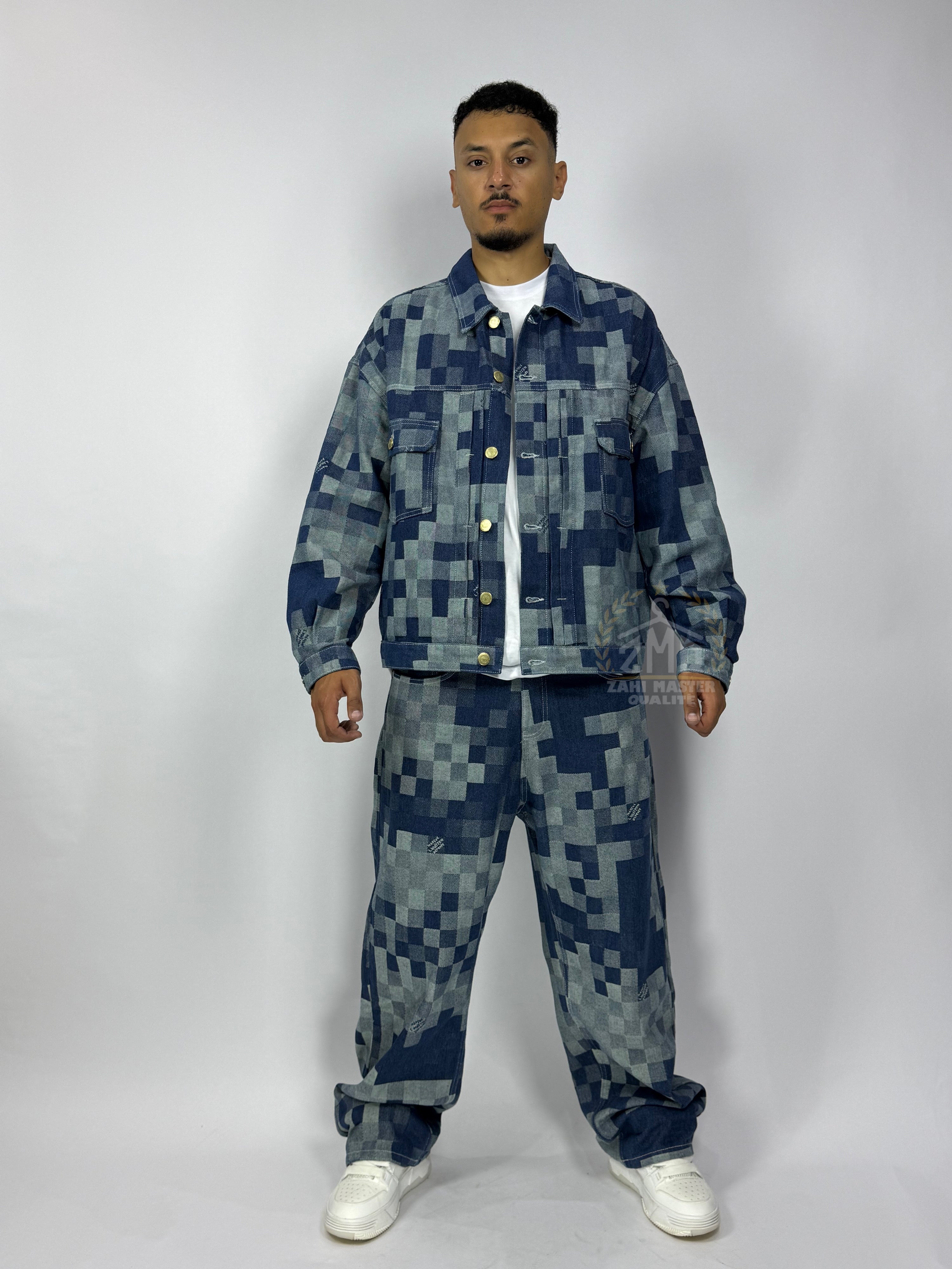 Ensemble Pixel Denim Bleu – Édition Limitée 1ʳᵉ Qualité