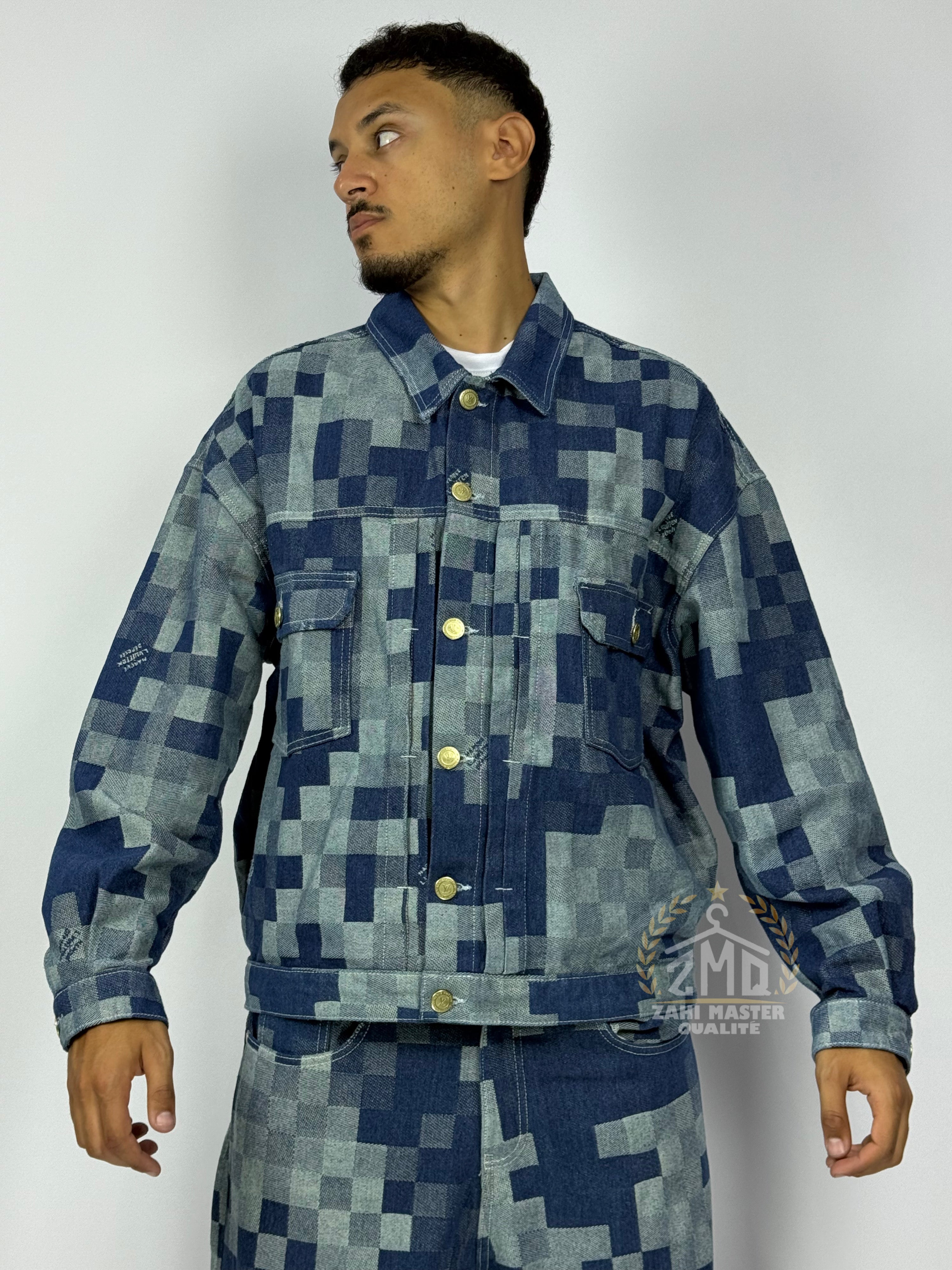 Ensemble Pixel Denim Bleu – Édition Limitée 1ʳᵉ Qualité