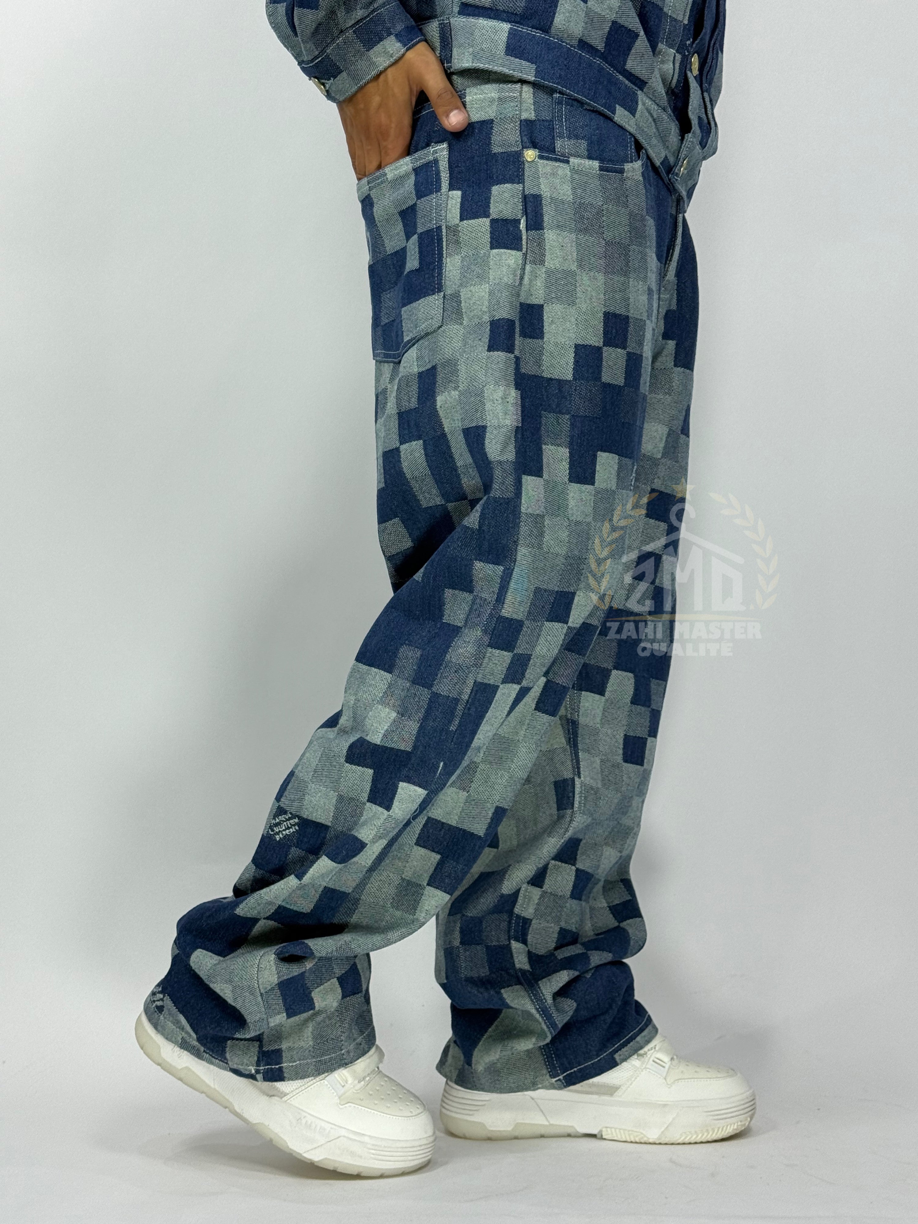 Ensemble Pixel Denim Bleu – Édition Limitée 1ʳᵉ Qualité