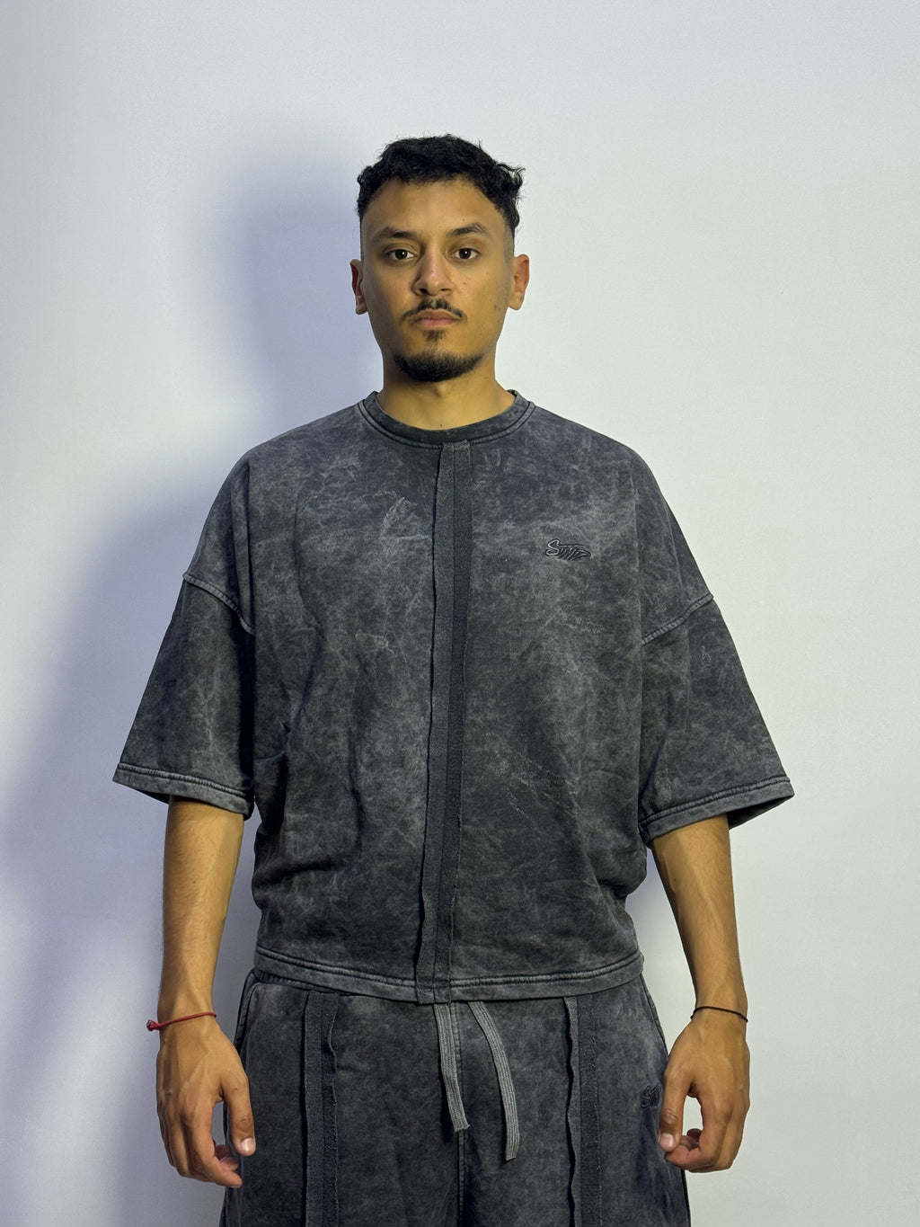 Ensemble Streetwear Oversize Gris Washed – T-shirt & Short Premium