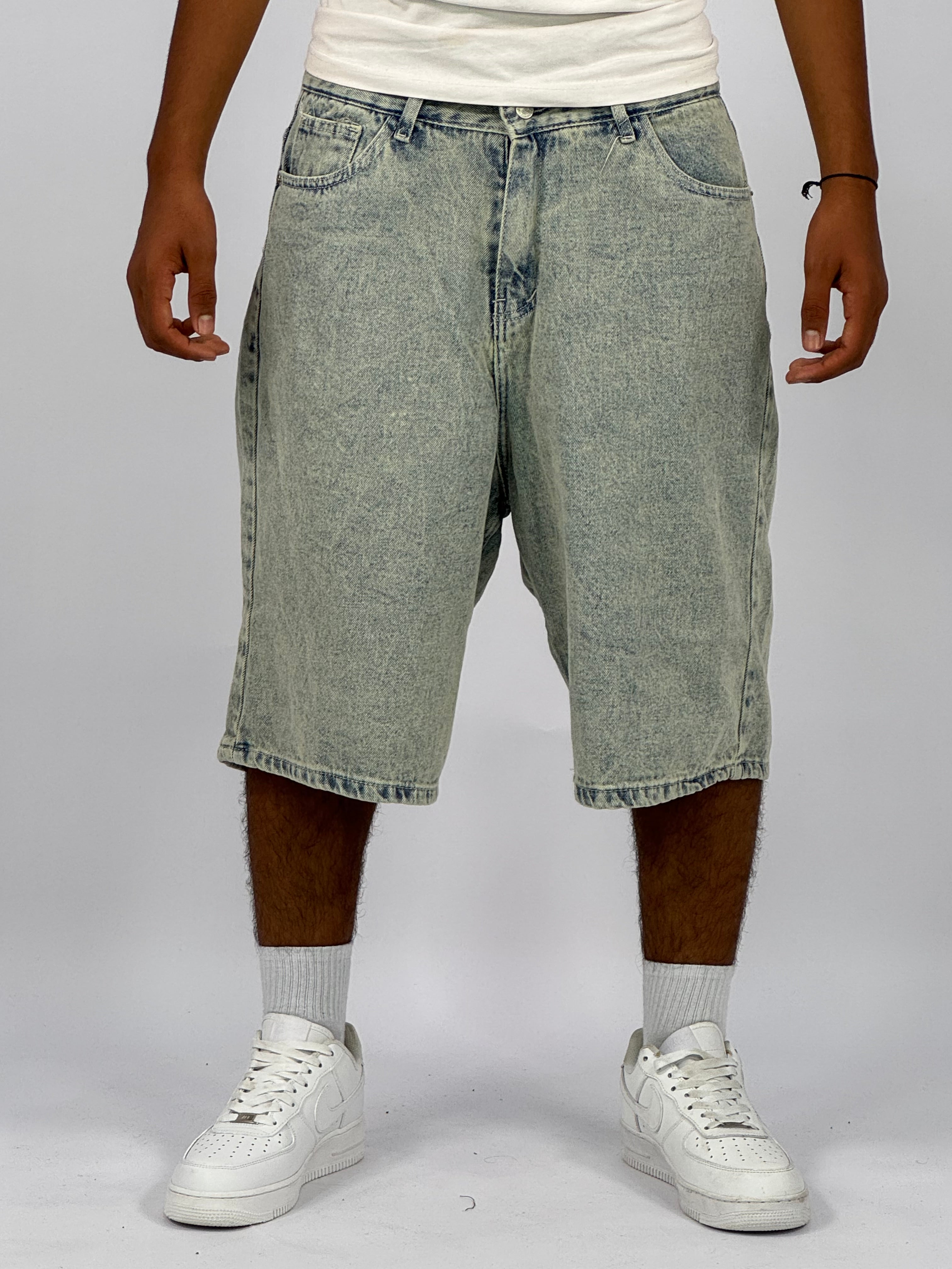 Short en Jean Oversize Homme (D) – Denim Délavé Vintage | Style Streetwear