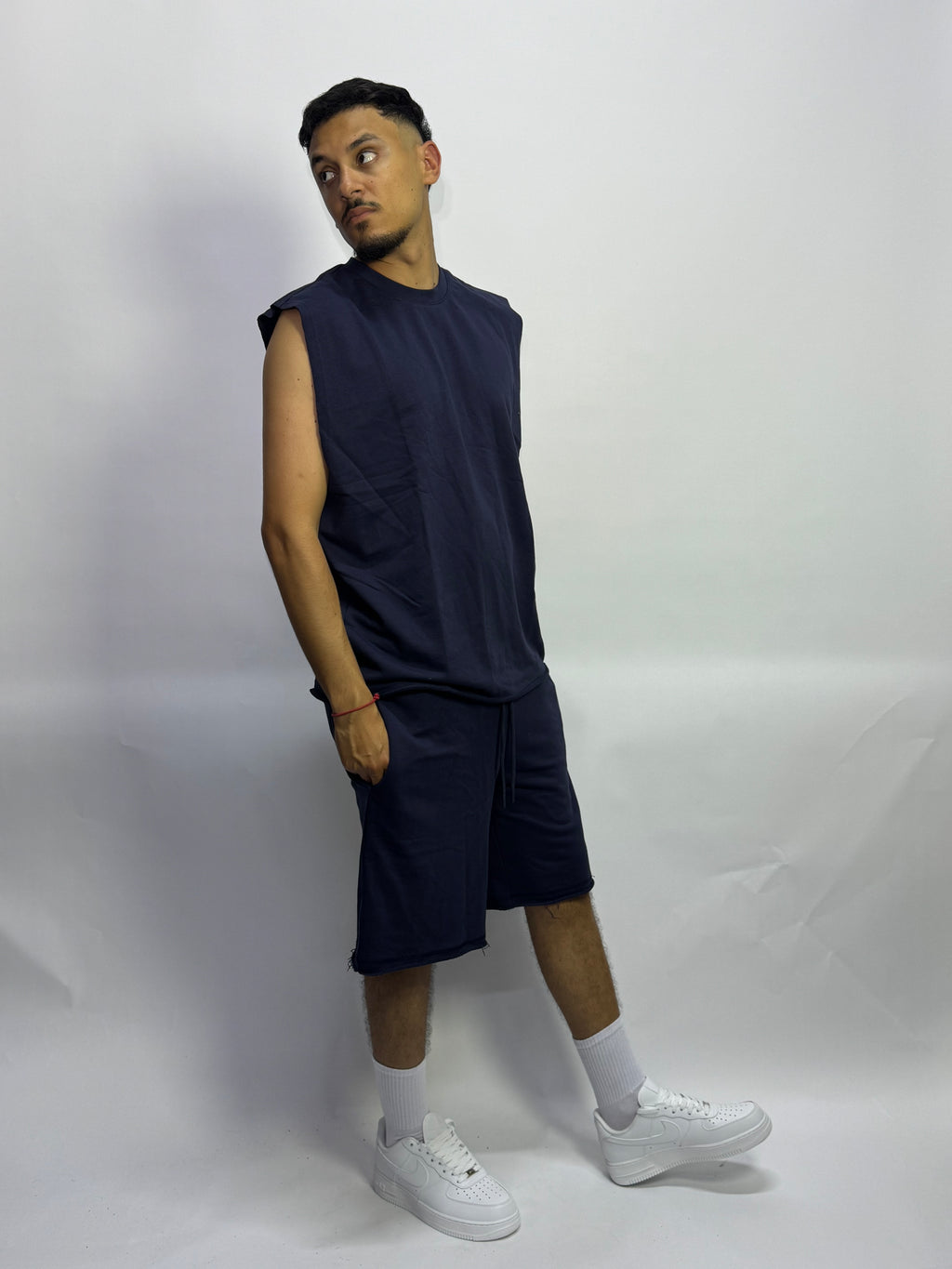 Ensemble Été Bleu Foncé 1ère Qualité – Sans Manches + Short Confort
