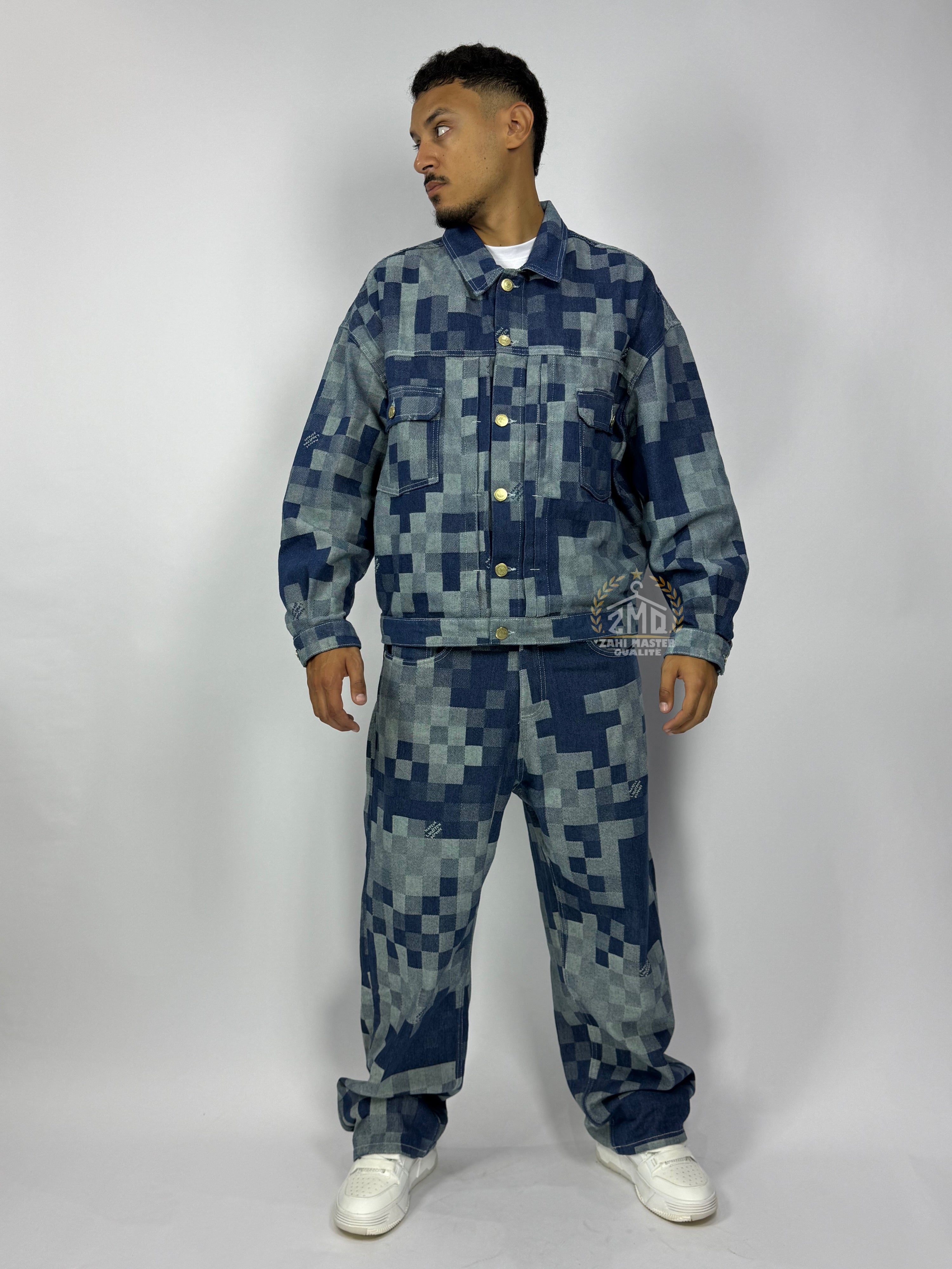 Ensemble Pixel Denim Bleu – Édition Limitée 1ʳᵉ Qualité