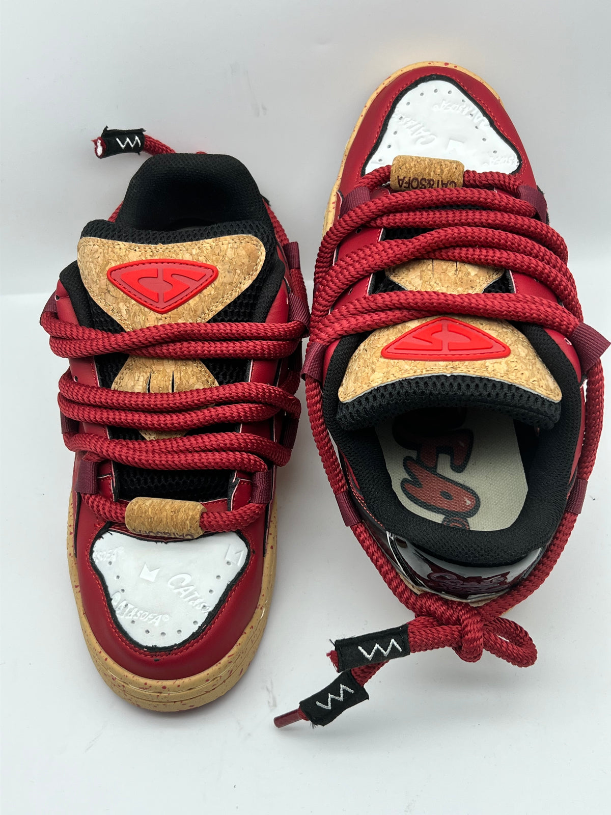 Sneakers ORIGINAL bordeaux et beige à semelle gomme