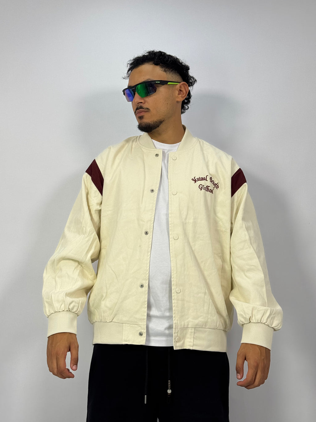 Veste College Homme Ivoire – Empiècements Bordeaux