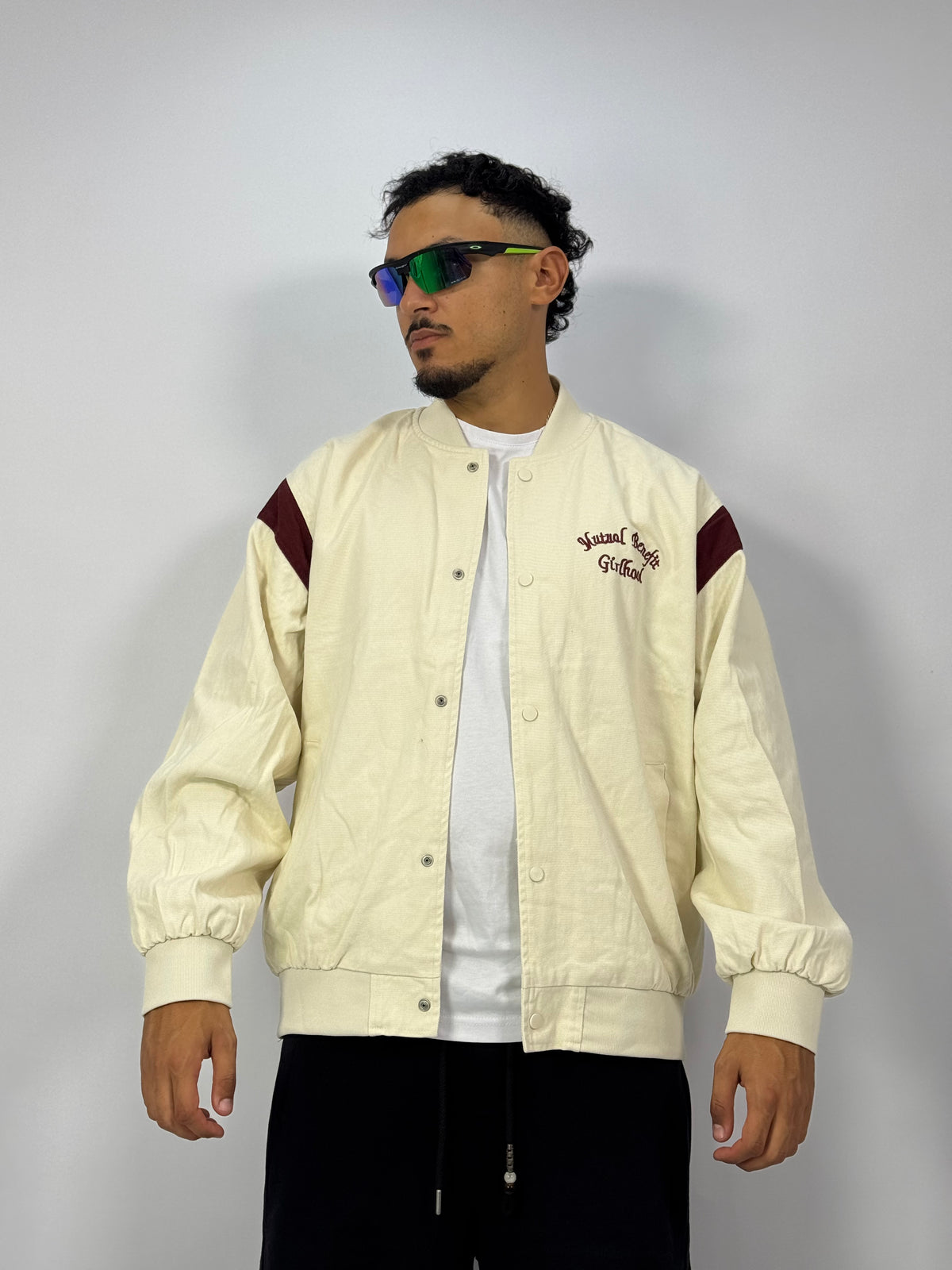 Veste College Homme Ivoire – Empiècements Bordeaux
