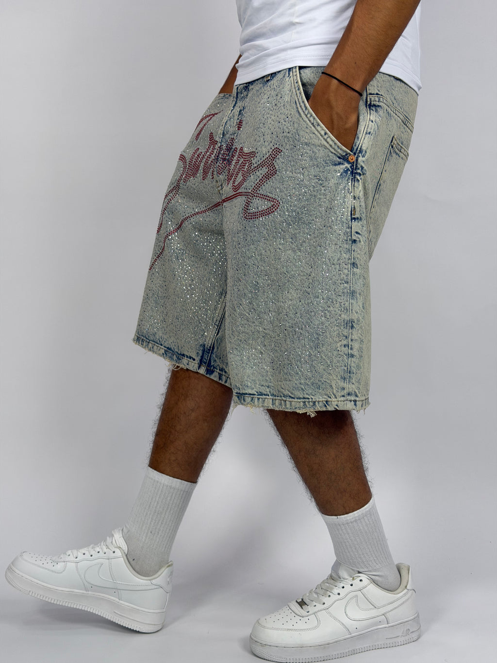 Short Jean Oversize “SURVIVER” bleu C – Streetwear Premium