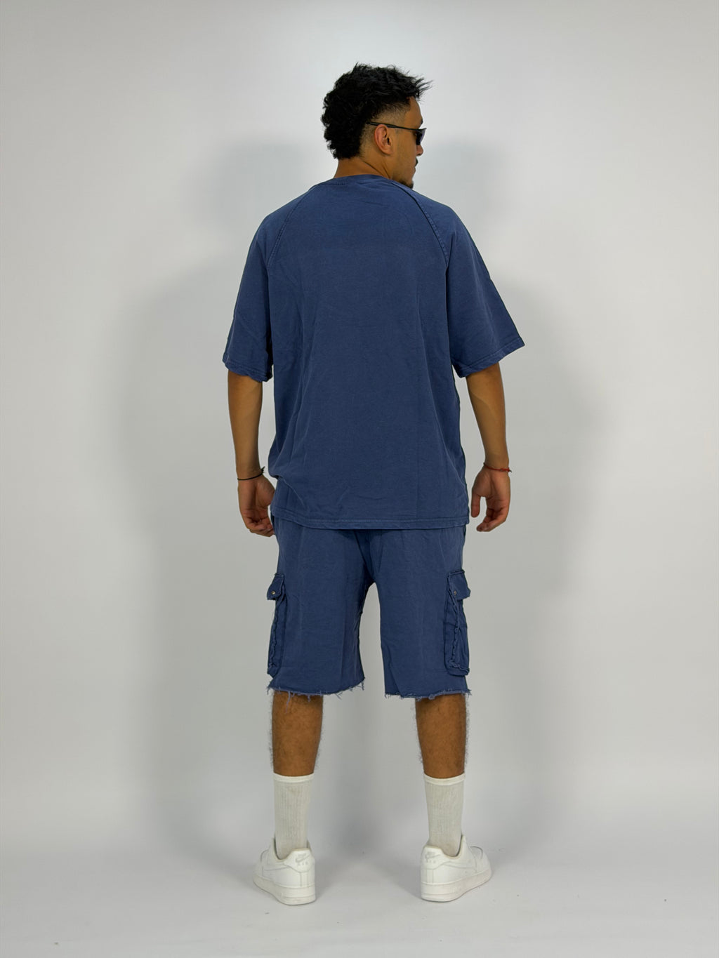 Ensemble “OCEAN DUST” Bleu – T-Shirt + Short Cargo Streetwear
