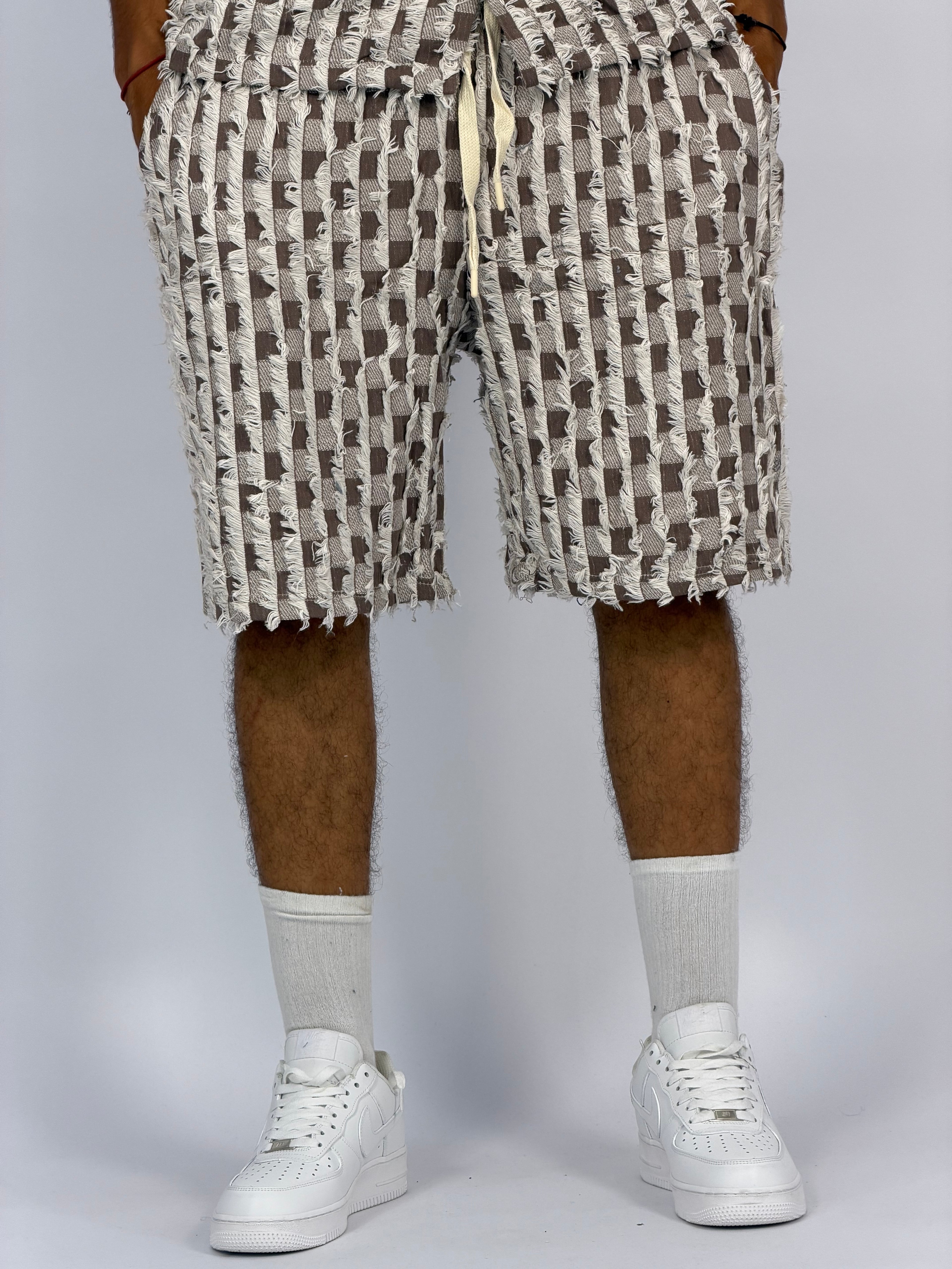 Ensemble “GRID RAW” (B) – Chemise + Short Texturé Premium