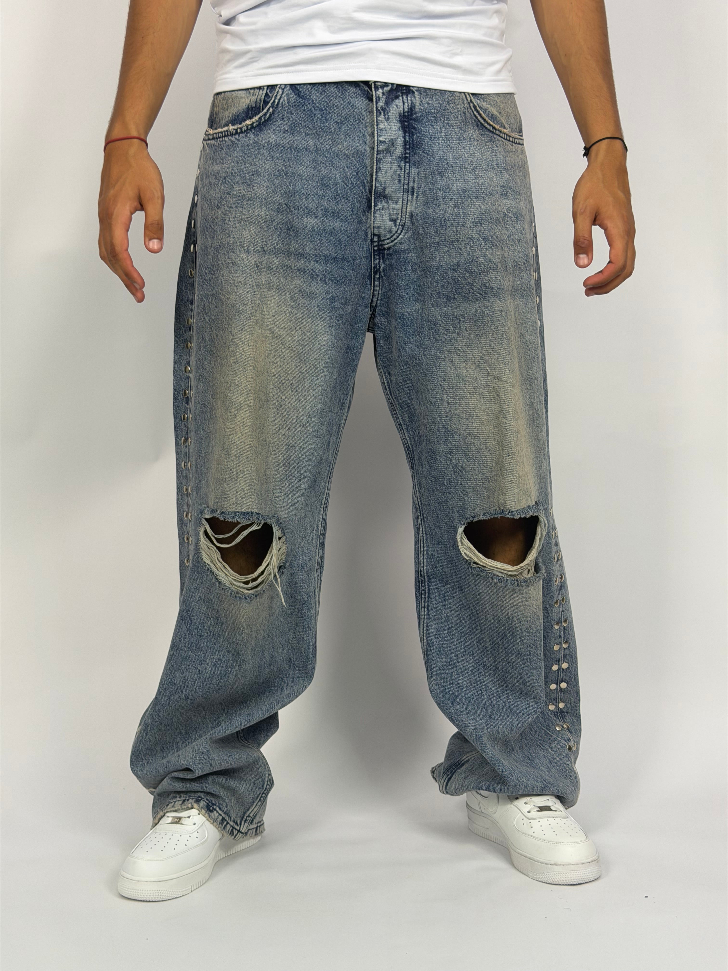 Jeans ORIGINAL Denim Oversize Studded Destroy – Vintage Blue Rivet Edition