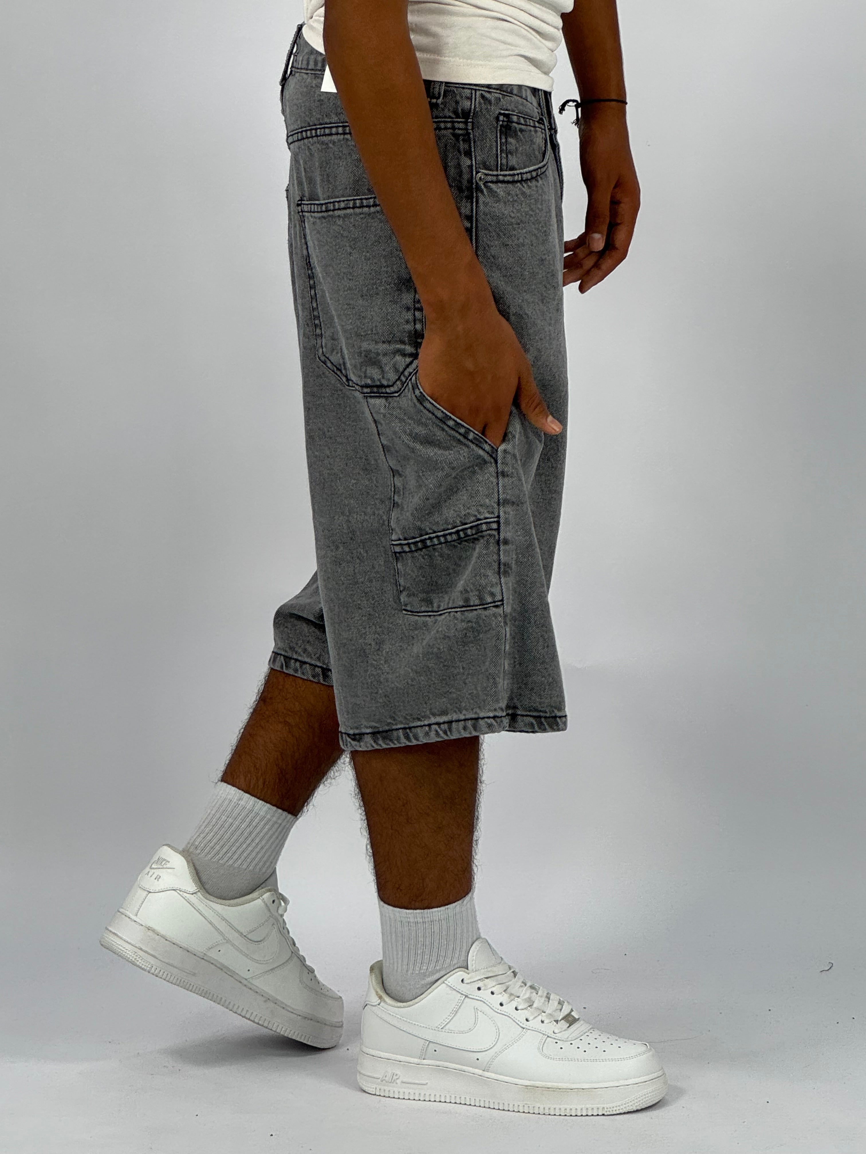 Short en Jean Oversize Homme (C) – Denim Délavé Vintage | Style Streetwear