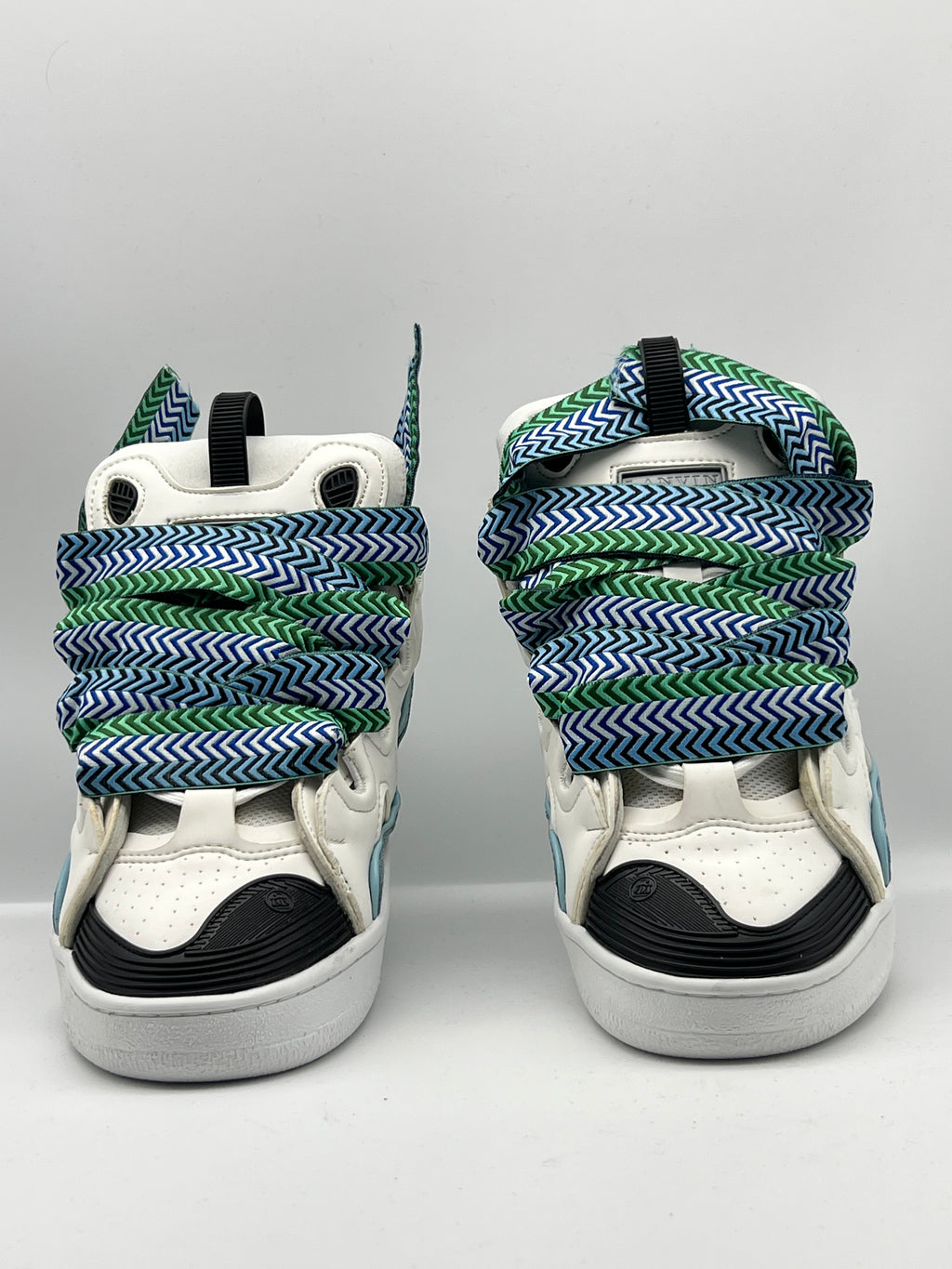 Sneakers ORIGINAL montantes blanches à lacets bleu et vert