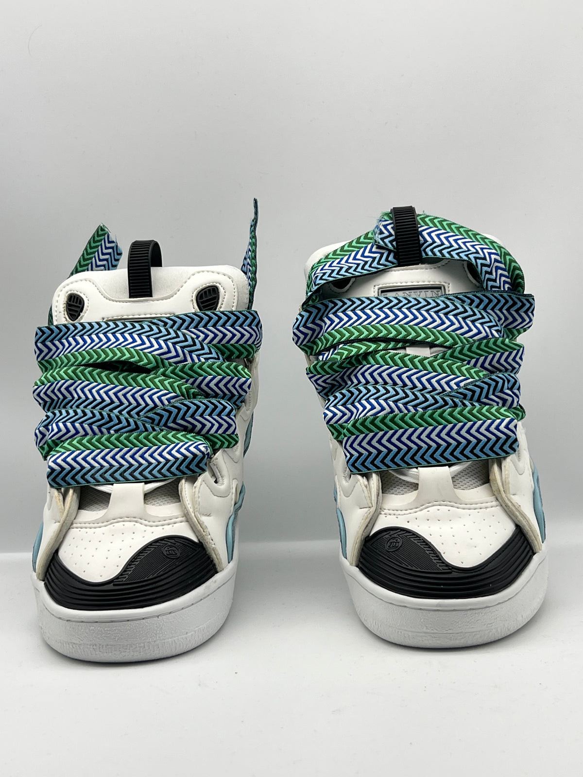 Sneakers ORIGINAL montantes blanches à lacets bleu et vert