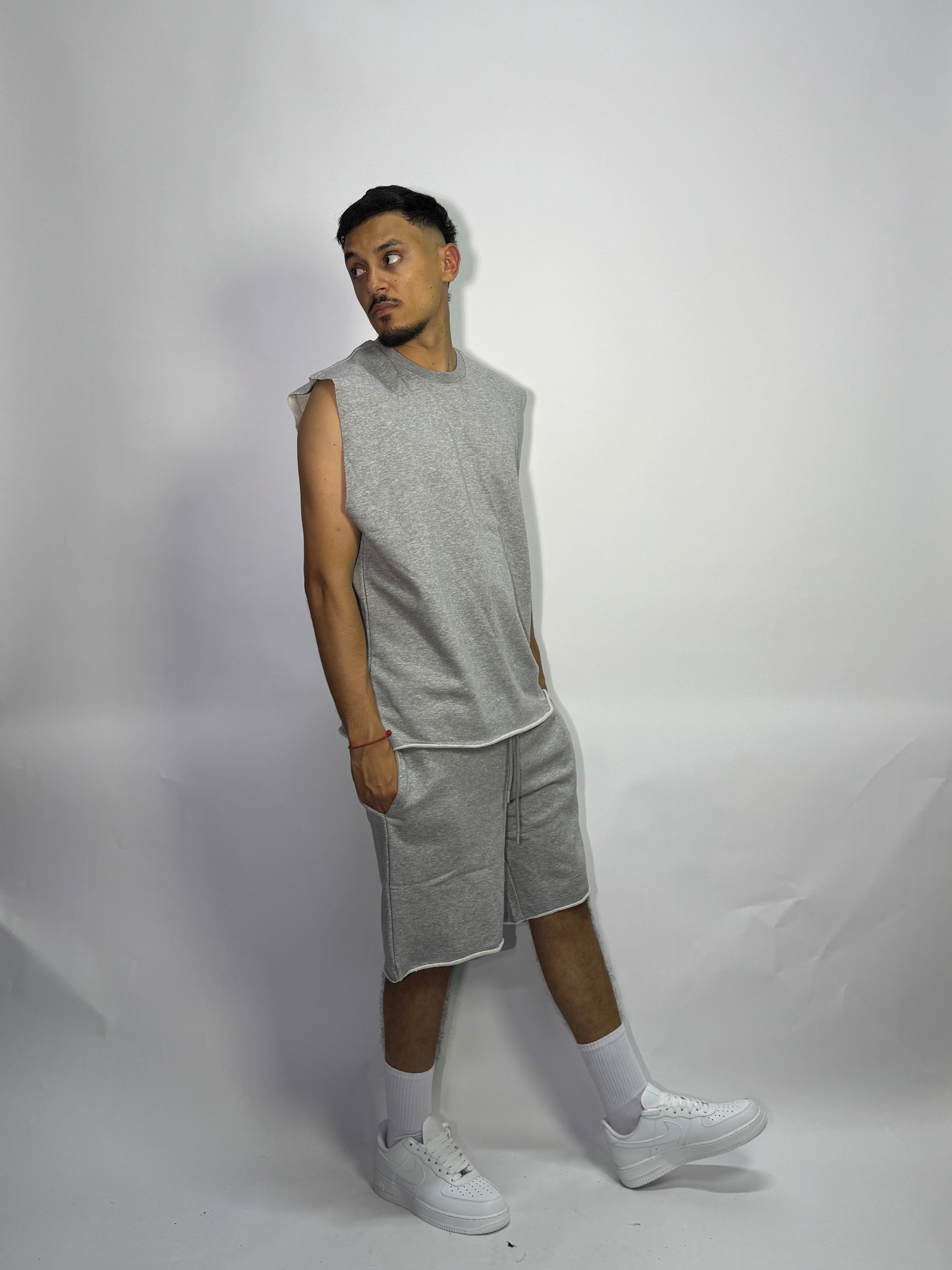 Ensemble Été Gris 1ère Qualité – Sans Manches + Short Ultra Confort
