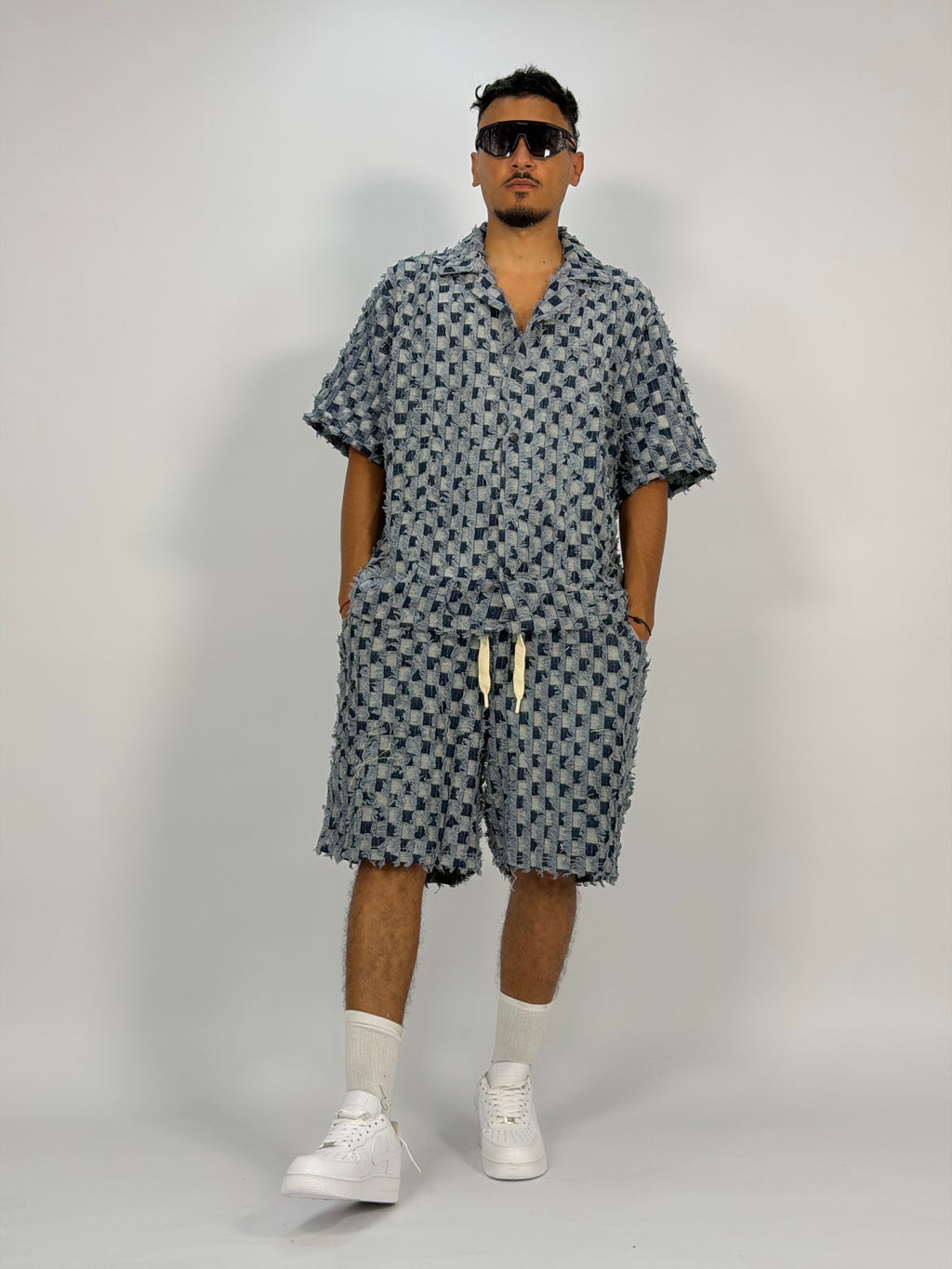 Ensemble “GRID RAW” (A) – Chemise + Short Texturé Premium
