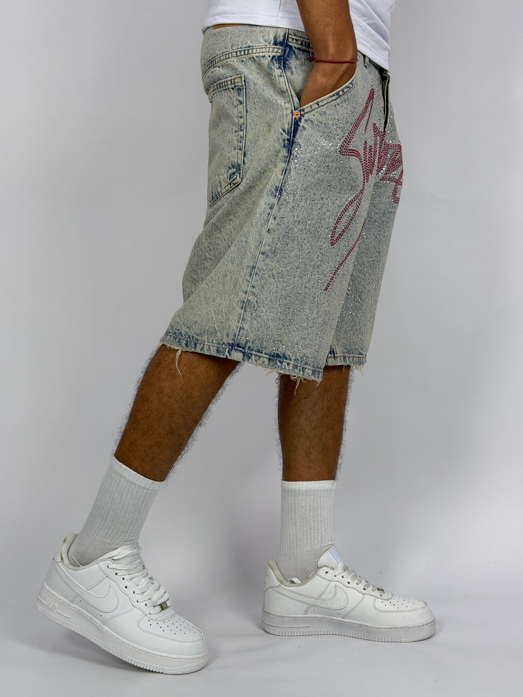 Short Jean Oversize “SURVIVER” bleu C – Streetwear Premium