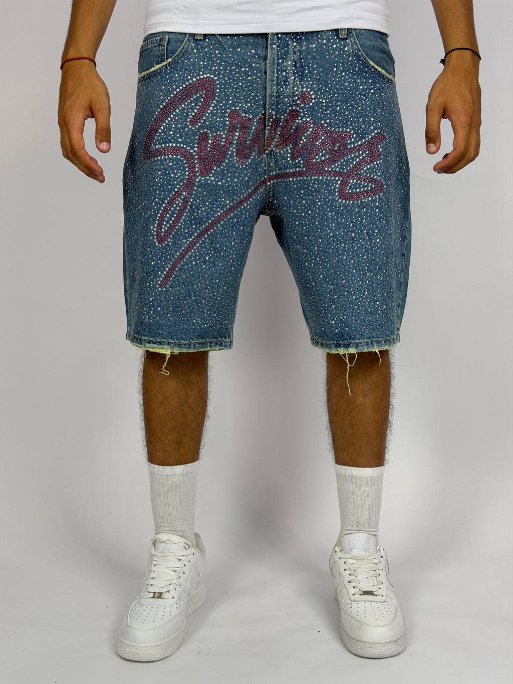 Short Jean Oversize “SURVIVER” bleu – Streetwear Premium
