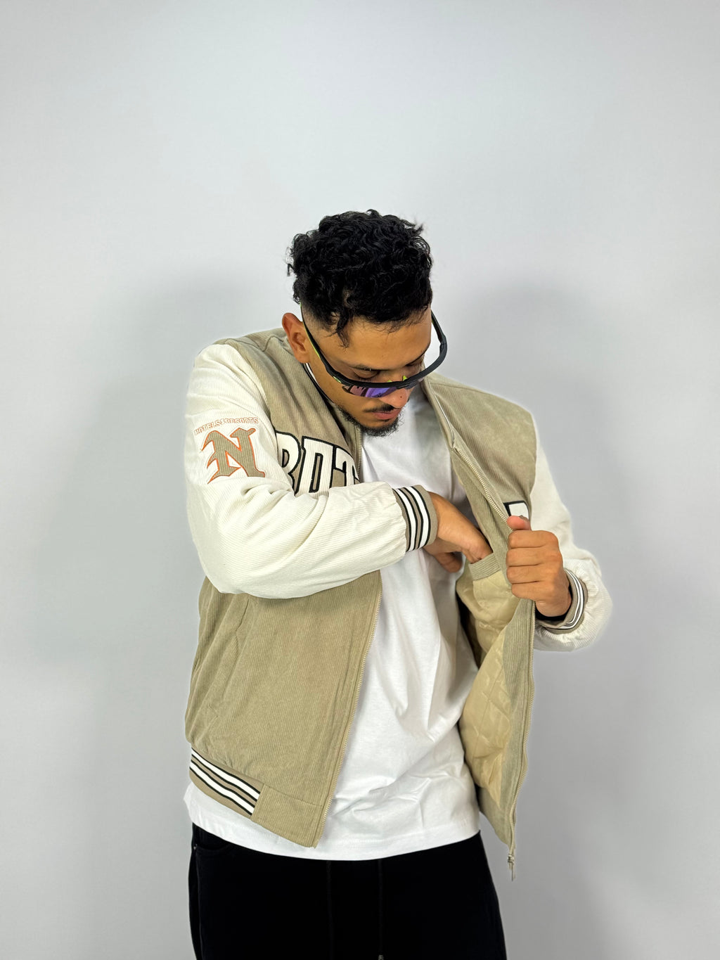 Campus Letterman Jacket – Sand Beige