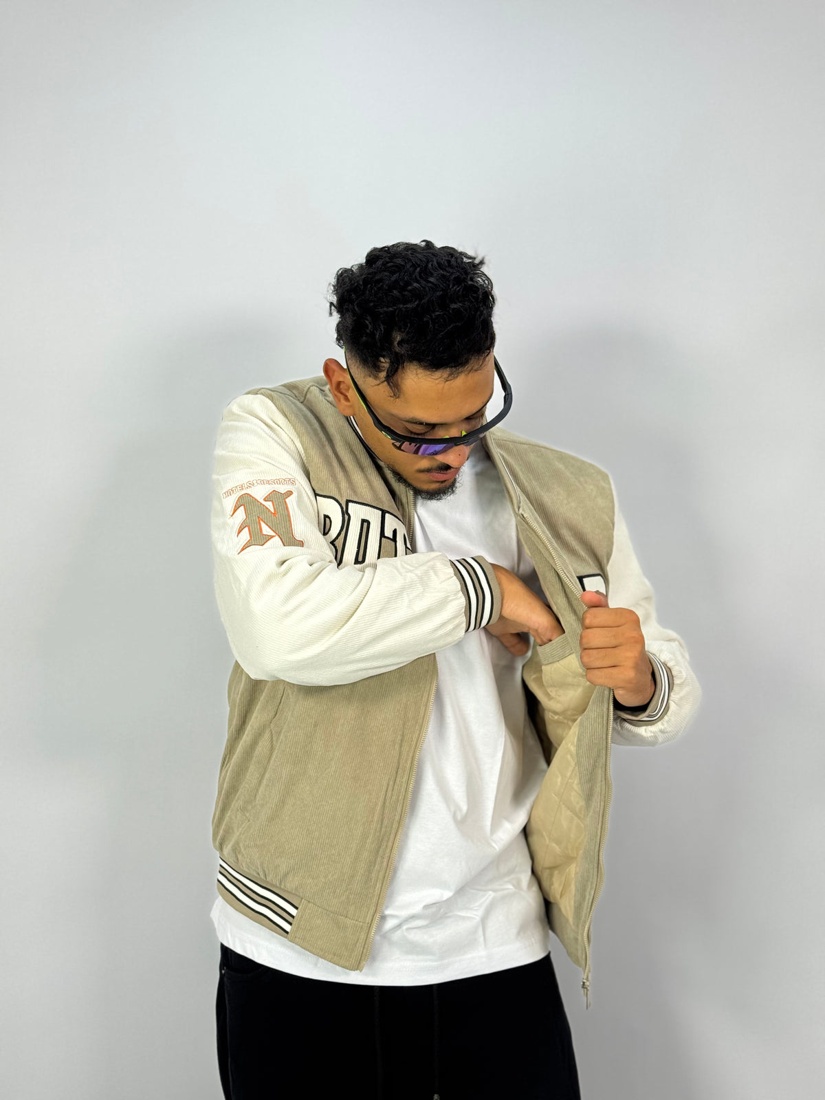 Campus Letterman Jacket – Sand Beige