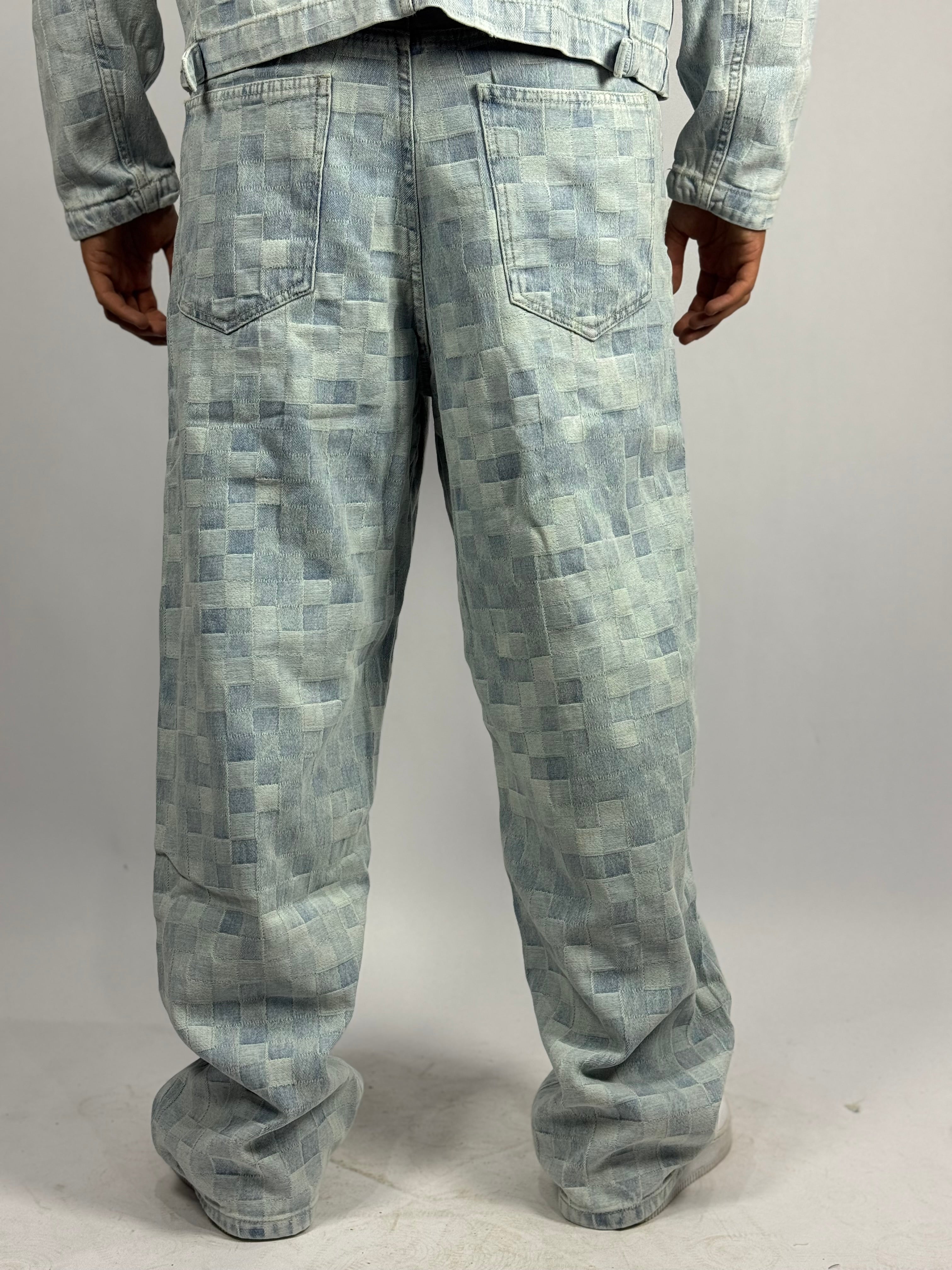 Ensemble Jeans Pixel Ice Blue – Veste Zippée & Pantalon Loose