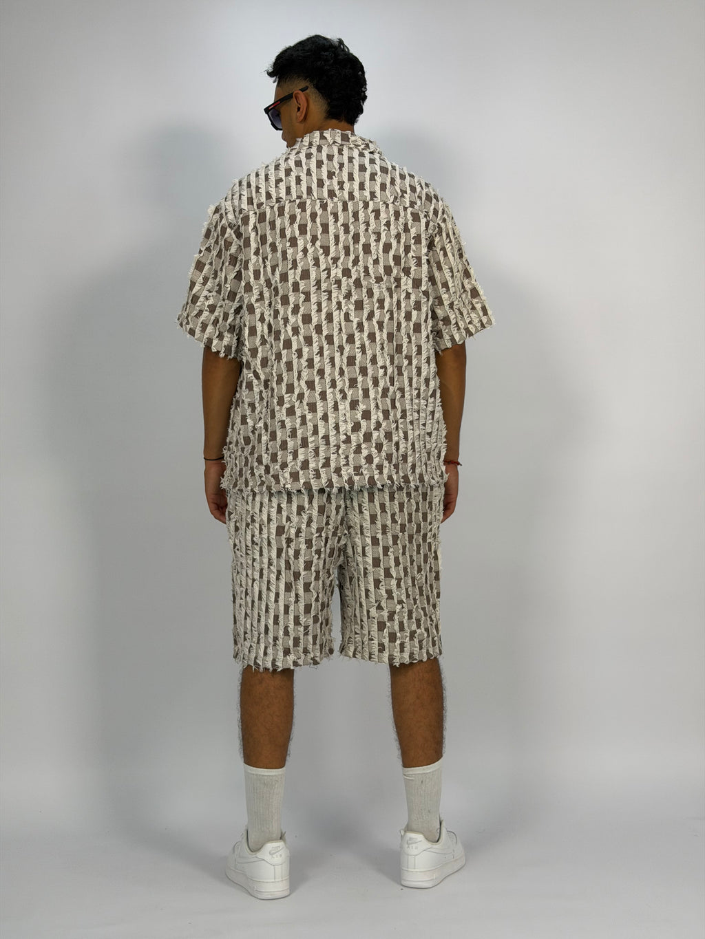 Ensemble “GRID RAW” (B) – Chemise + Short Texturé Premium