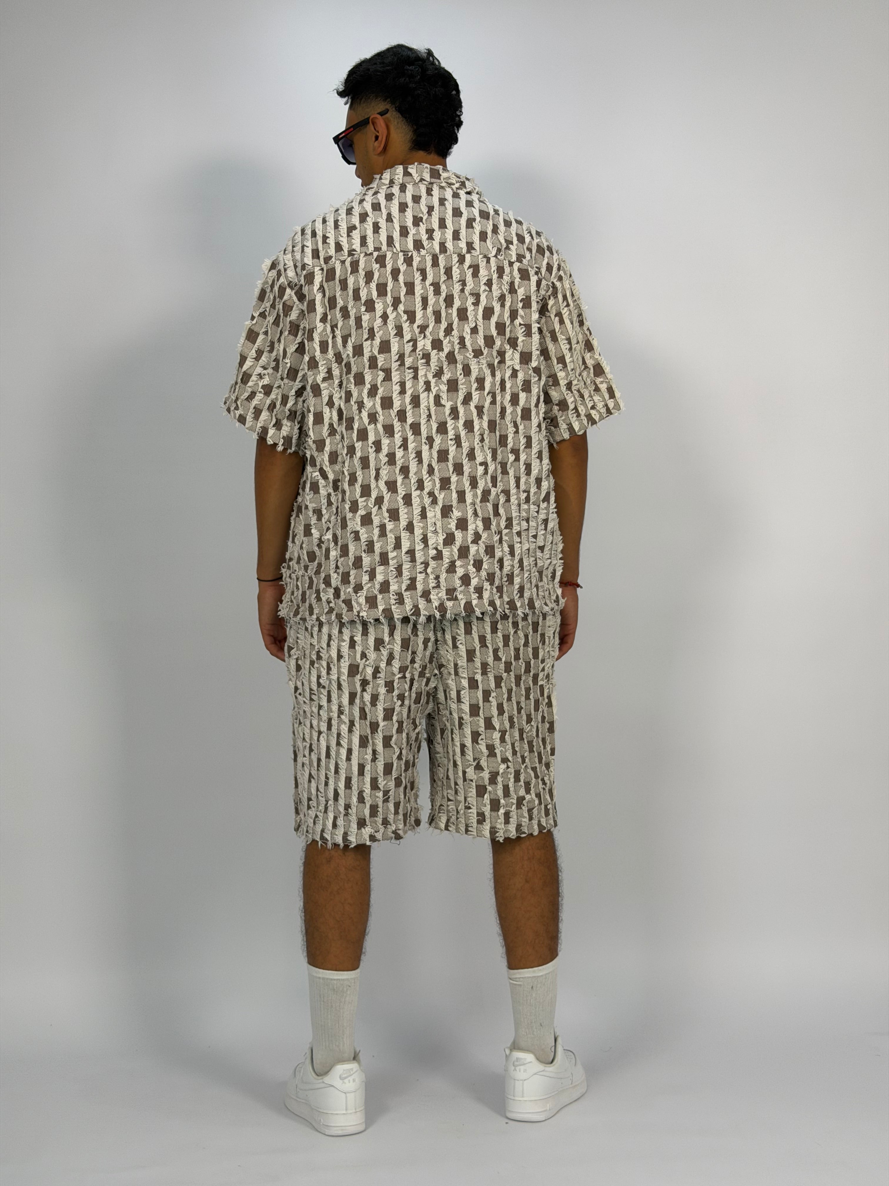 Ensemble “GRID RAW” (B) – Chemise + Short Texturé Premium