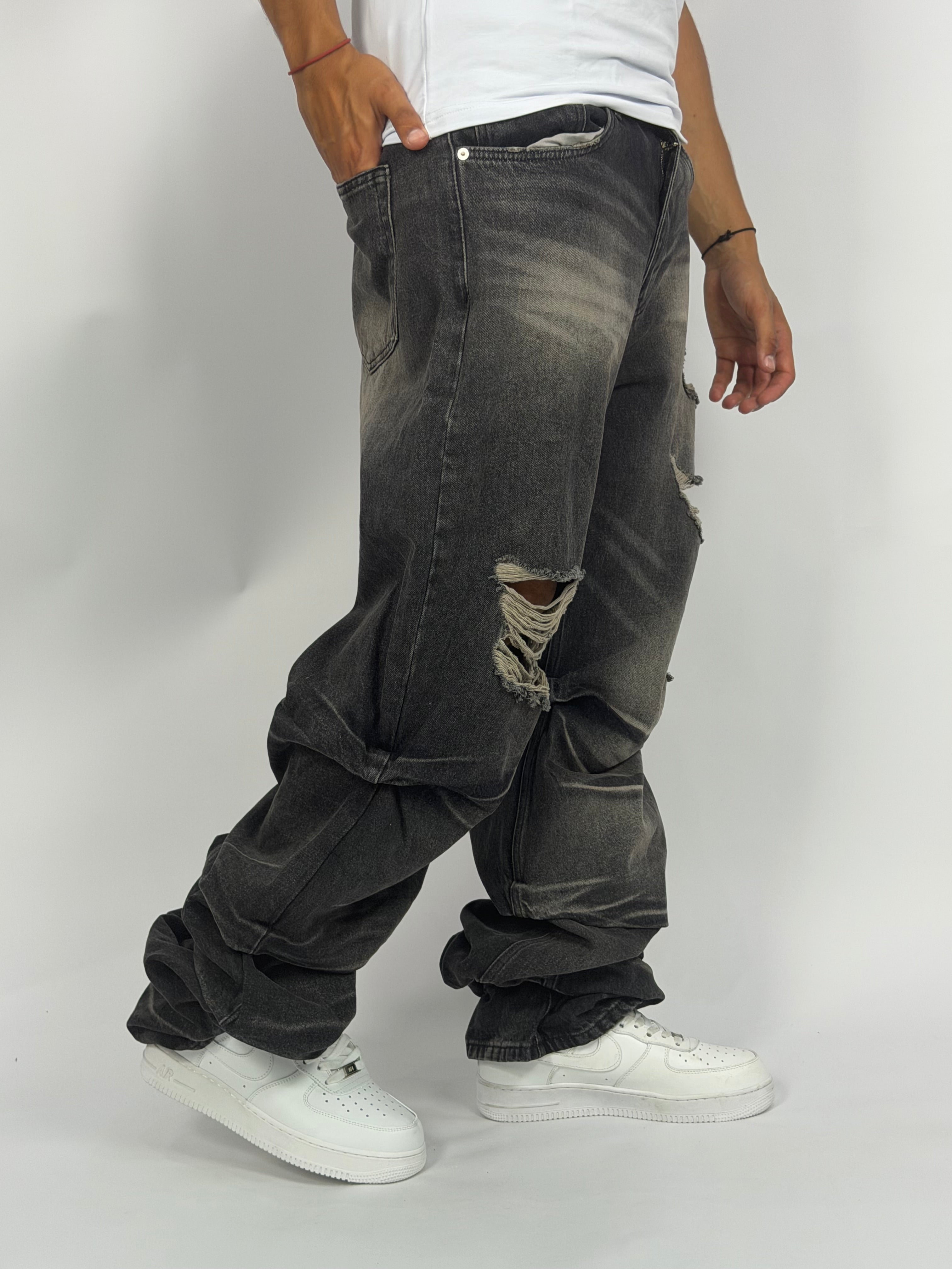 Jeans ORIGINAL Denim Oversize Destroy – Washed Black Distressed Edition