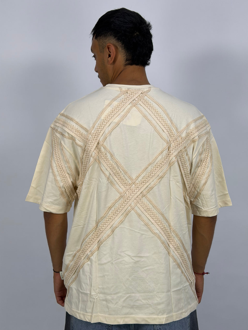 T-shirt ORIGINAL Oversize Ecru – Cross Texture Panel Edition