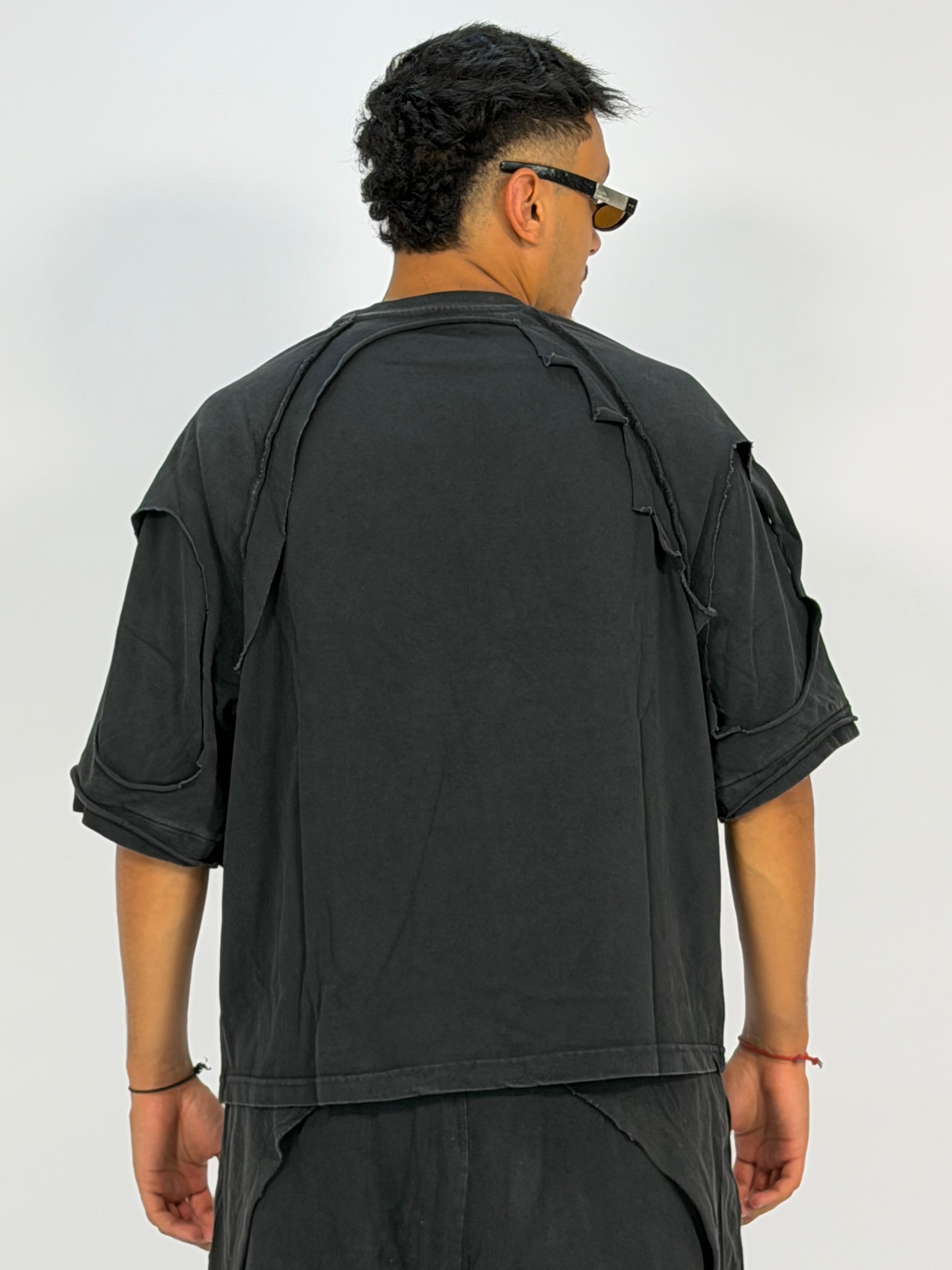 Ensemble “OCEAN DUST” Noir Foncé – T-Shirt + Short Cargo Streetwear