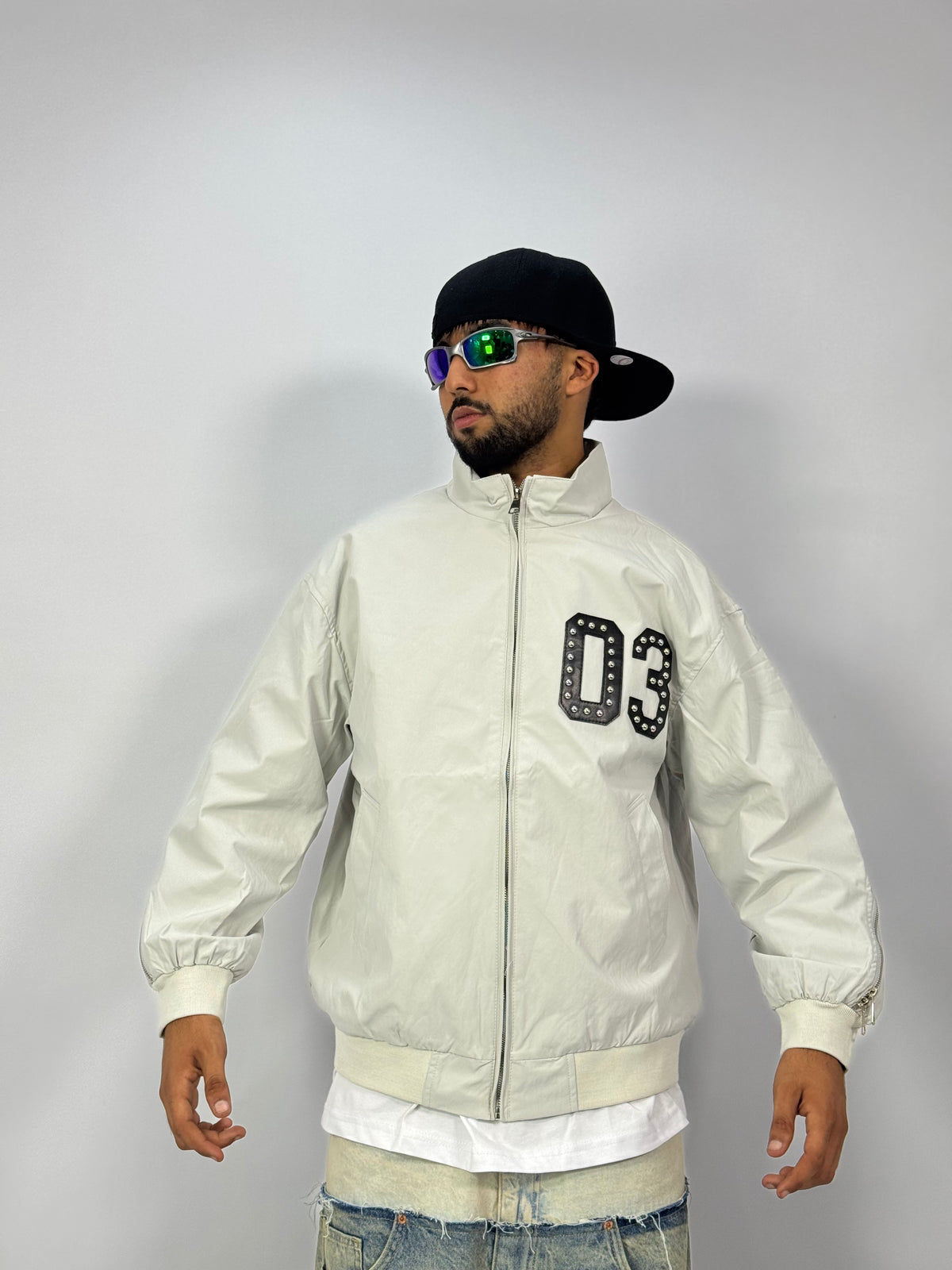 Veste Varsity Écrue 03 – Bomber Oversize