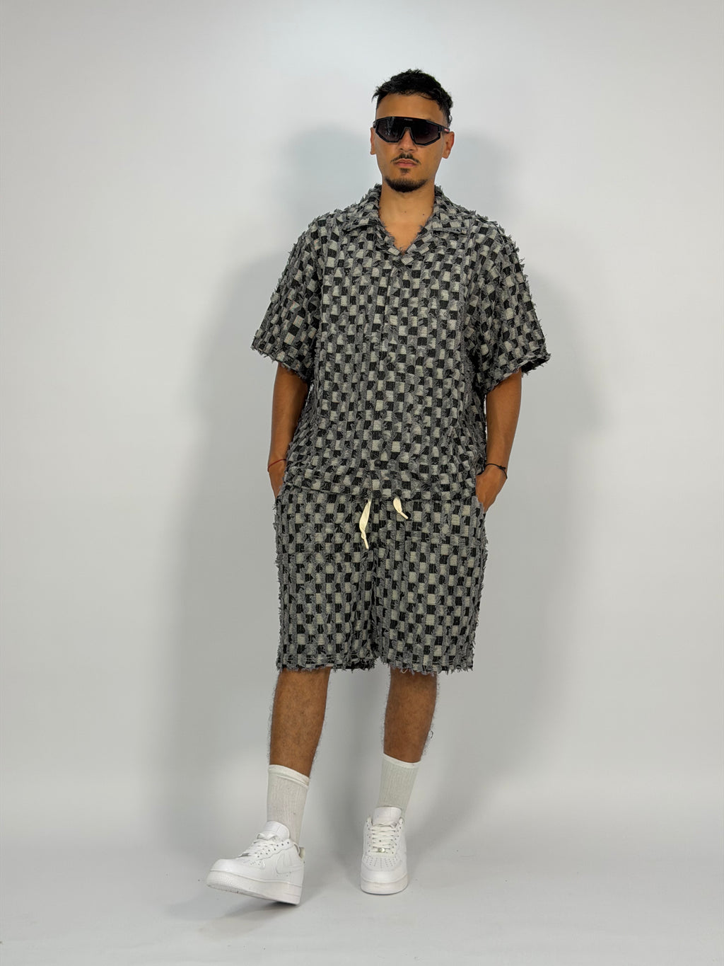 Ensemble “GRID RAW” (C) – Chemise + Short Texturé Premium