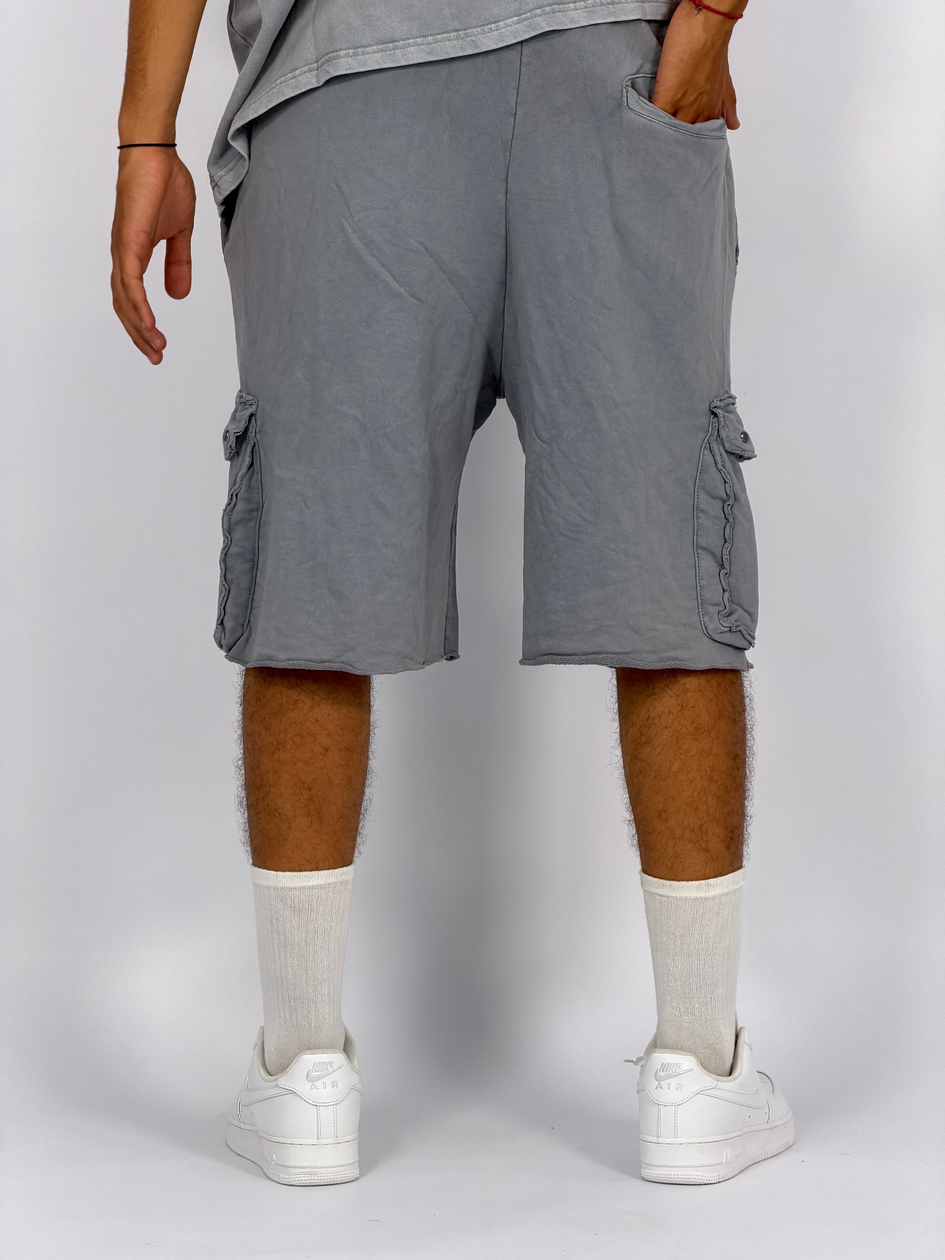 Ensemble “OCEAN DUST” Gris – T-Shirt + Short Cargo Streetwear