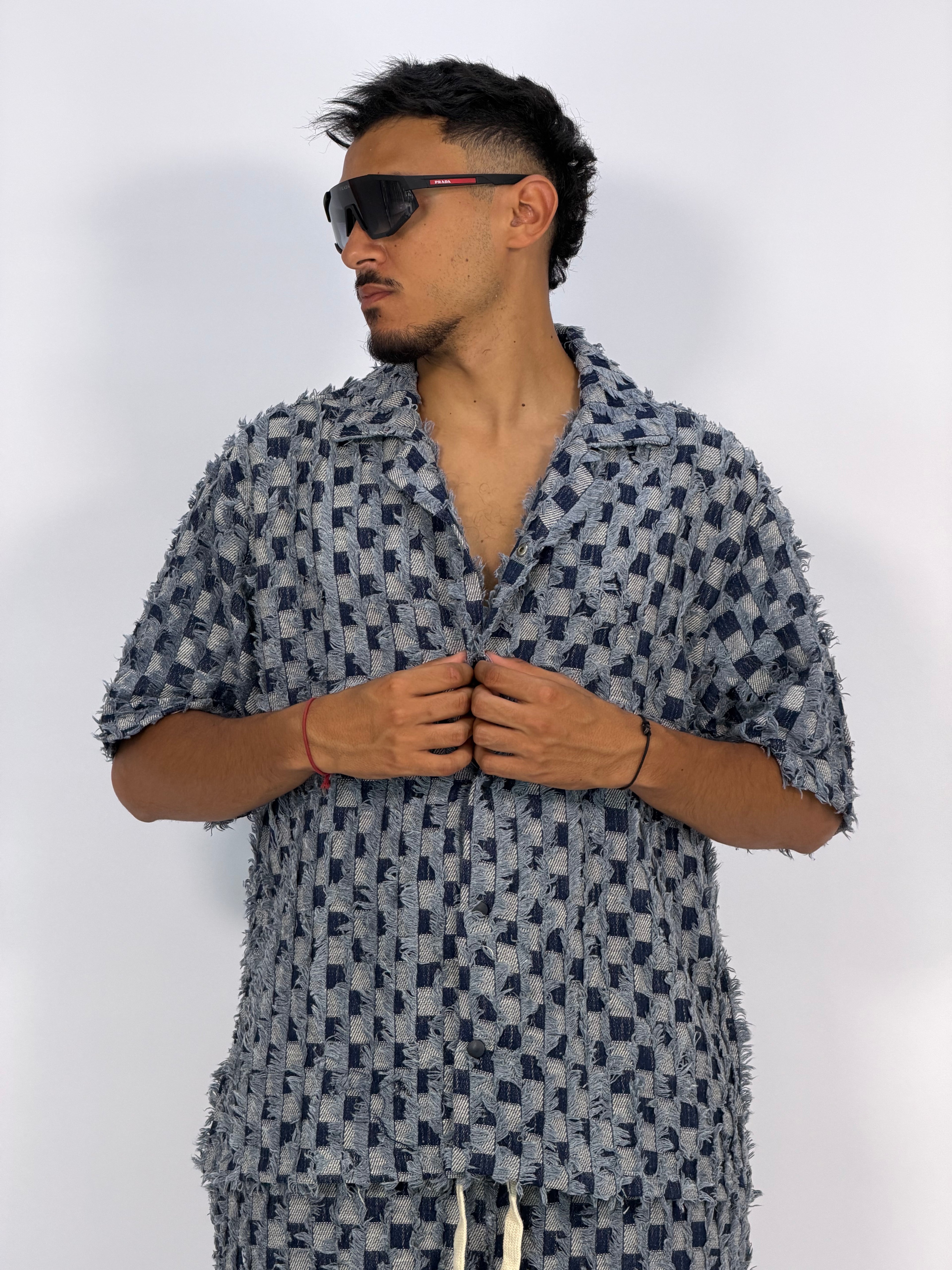 Ensemble “GRID RAW” (A) – Chemise + Short Texturé Premium