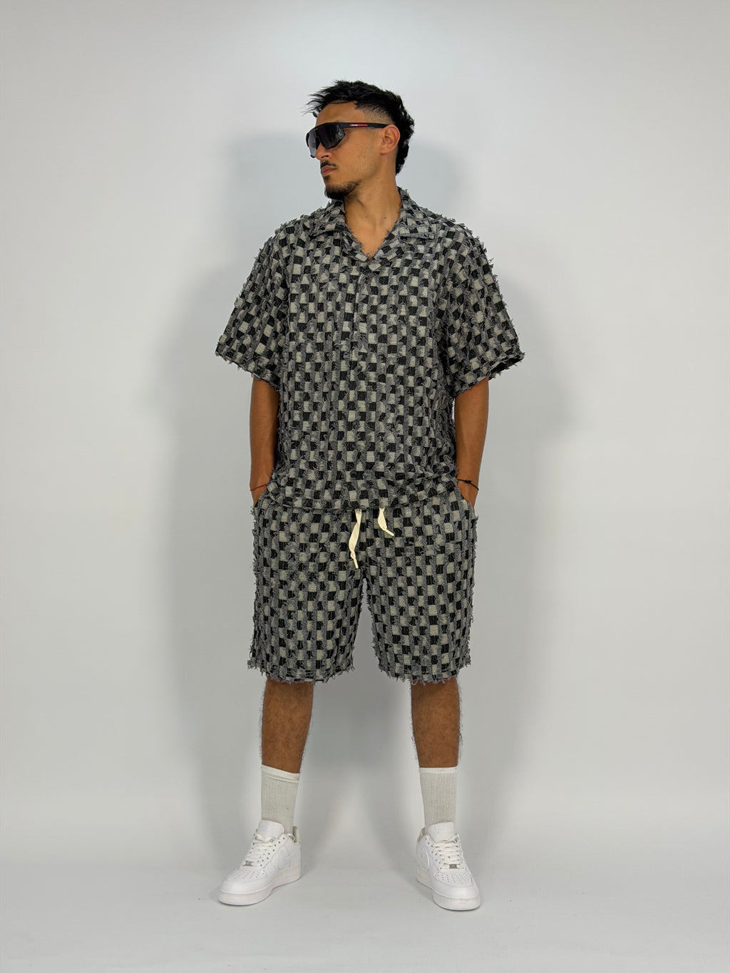 Ensemble “GRID RAW” (C) – Chemise + Short Texturé Premium