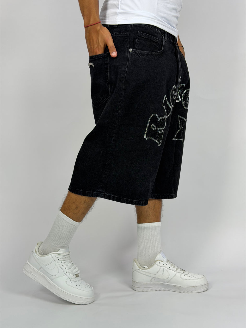 Short Jean Oversize “Riches” Noir – Streetwear Premium
