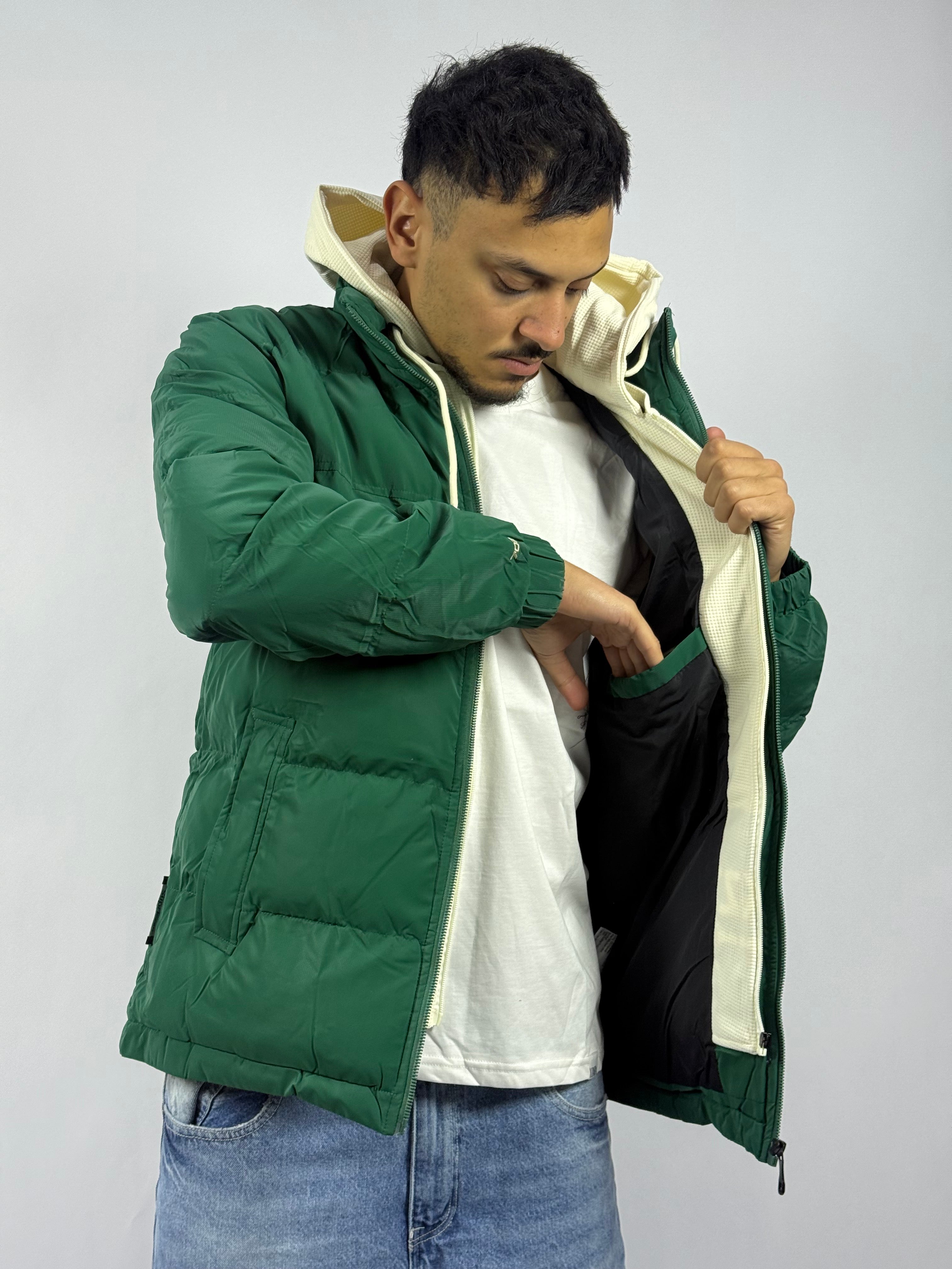 Veste Street à Capuche Verte – Confort & Protection Quotidienne