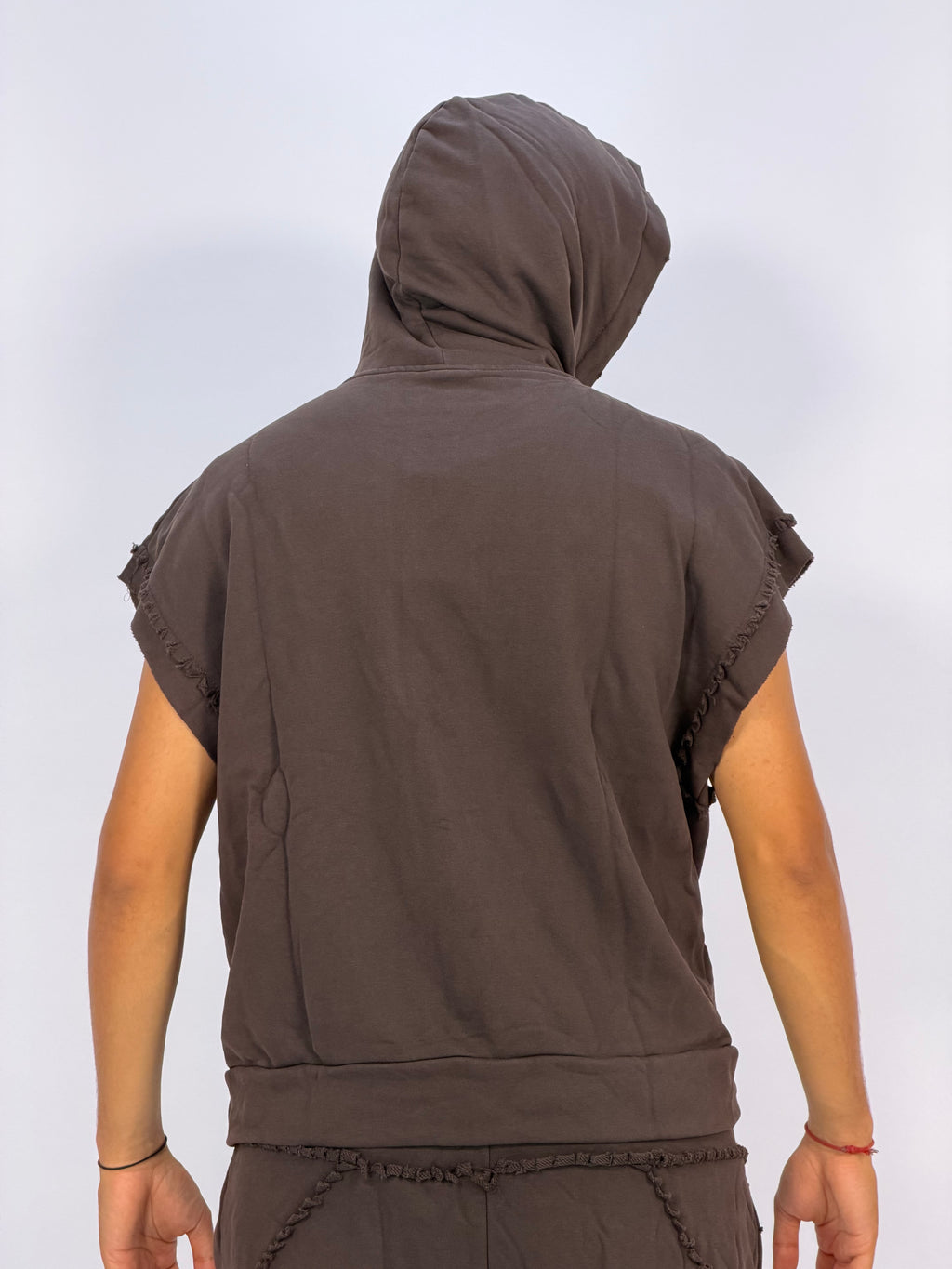 Ensemble “SAND WAVE” Marron – Hoodie Sans Manches + Short Summer Fit