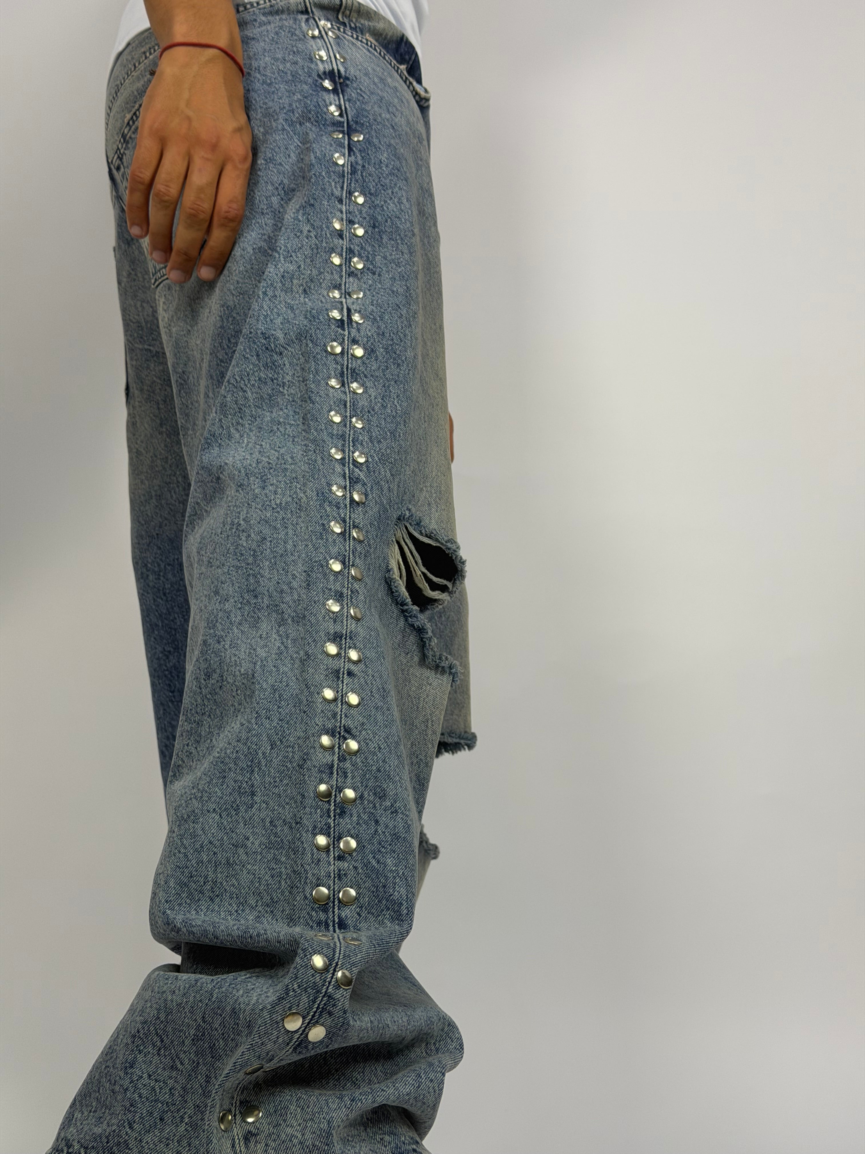 Jeans ORIGINAL Denim Oversize Studded Destroy – Vintage Blue Rivet Edition