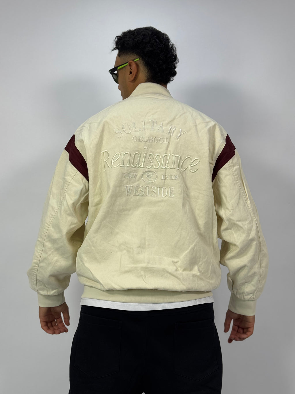 Veste College Homme Ivoire – Empiècements Bordeaux