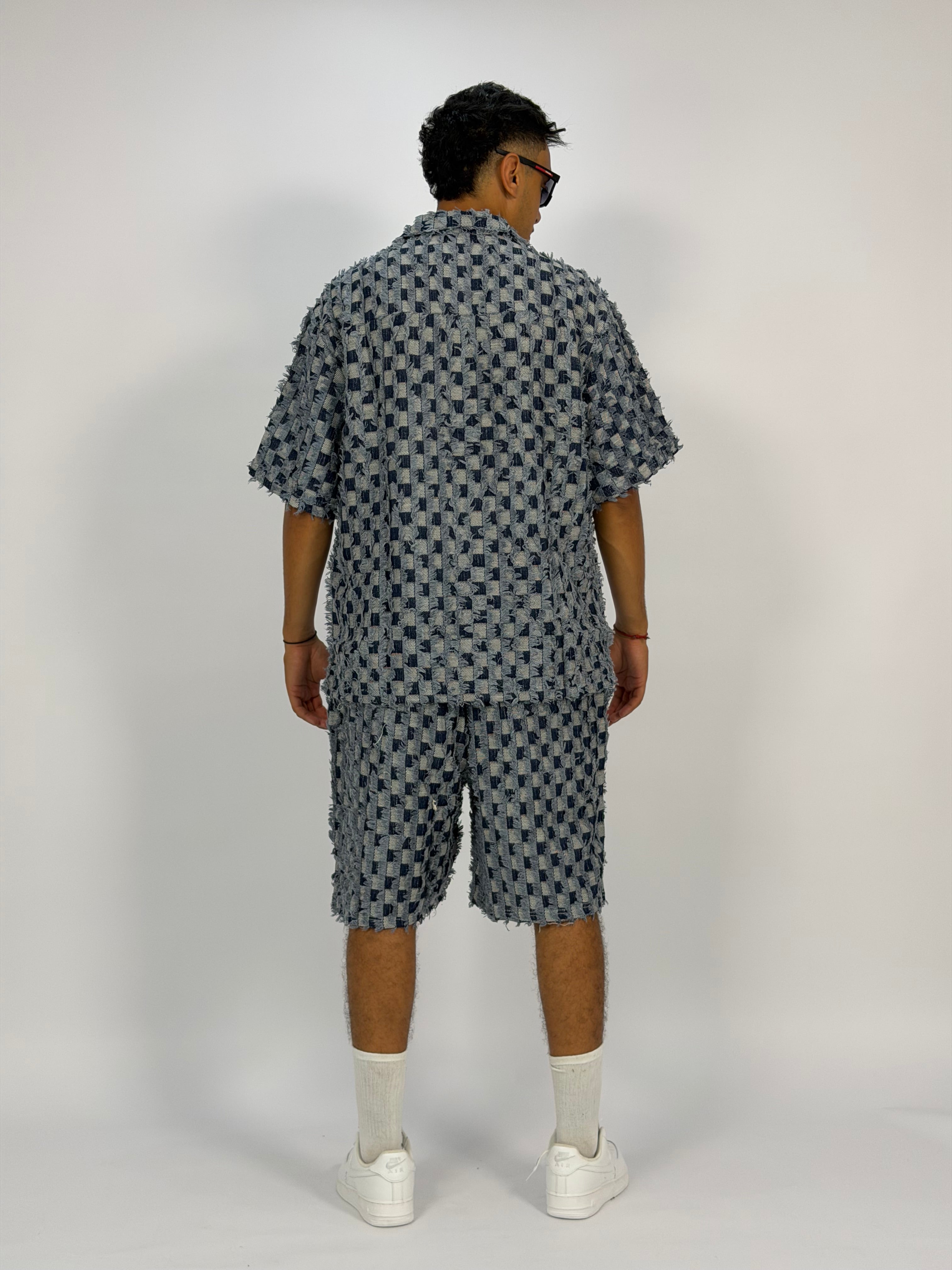 Ensemble “GRID RAW” (A) – Chemise + Short Texturé Premium