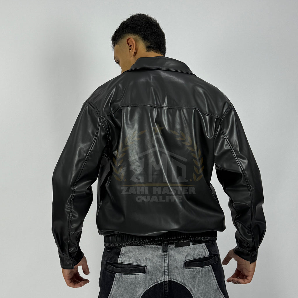 Veste en cuir homme noir
