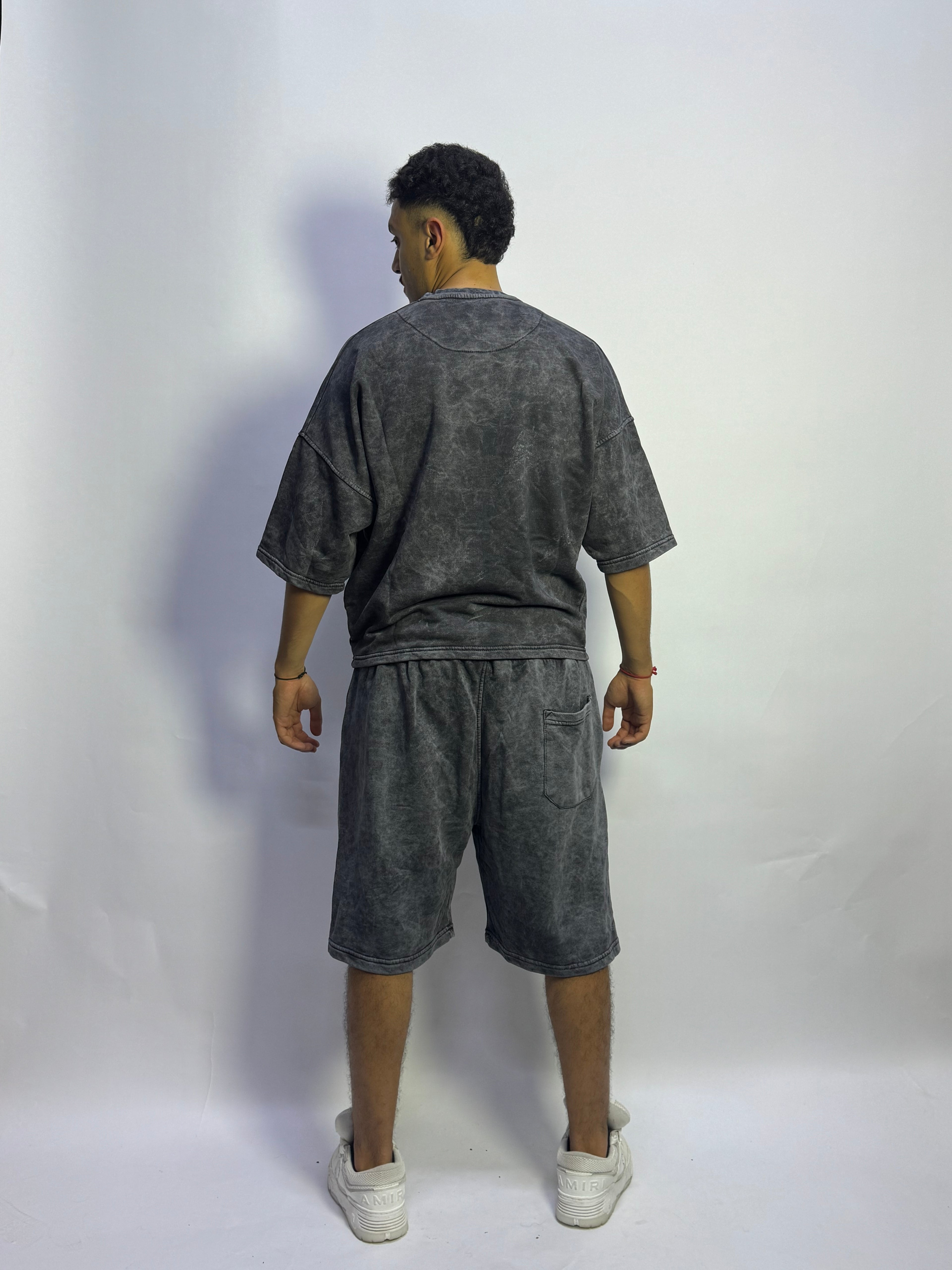 Ensemble Streetwear Oversize Gris Washed – T-shirt & Short Premium