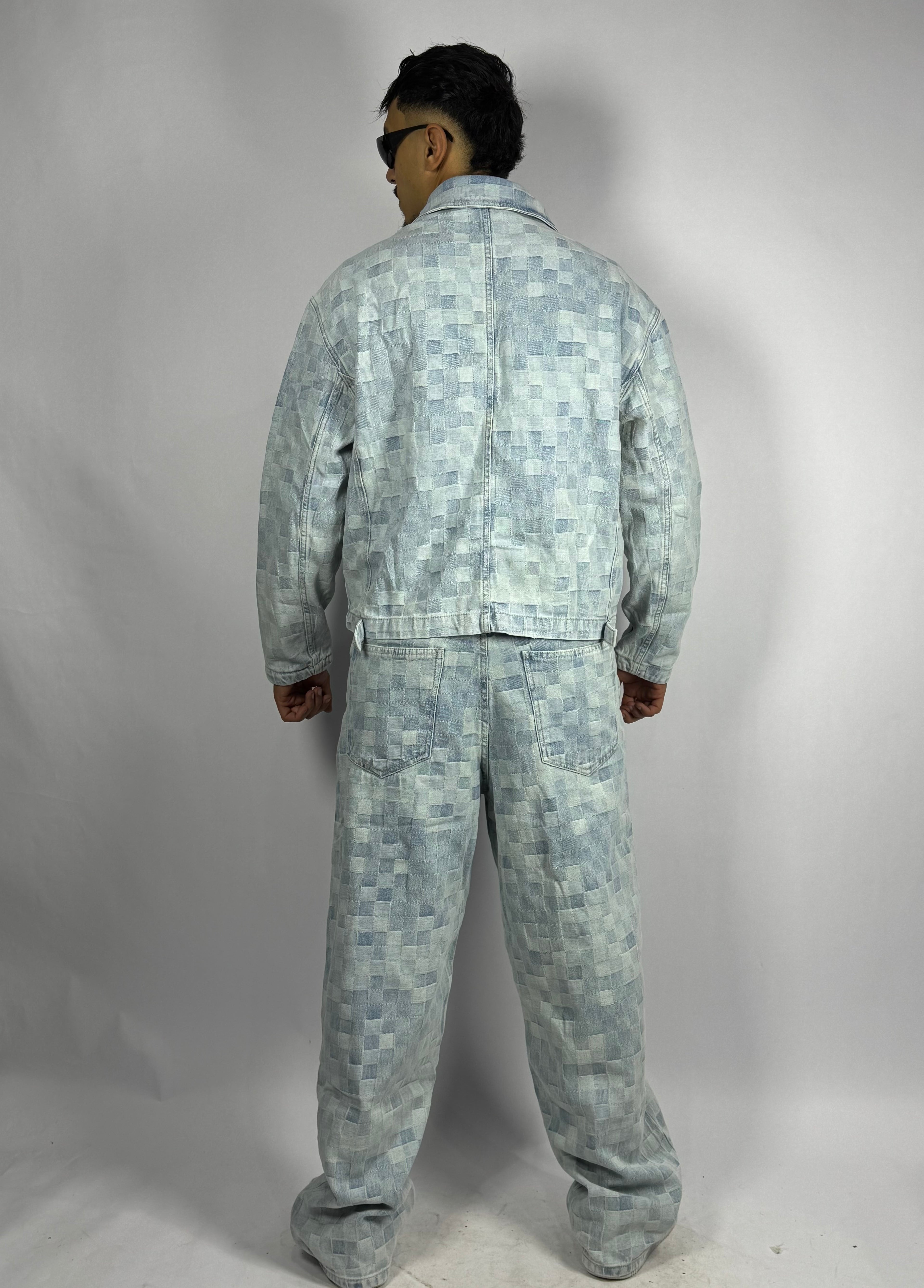 Ensemble Jeans Pixel Ice Blue – Veste Zippée & Pantalon Loose