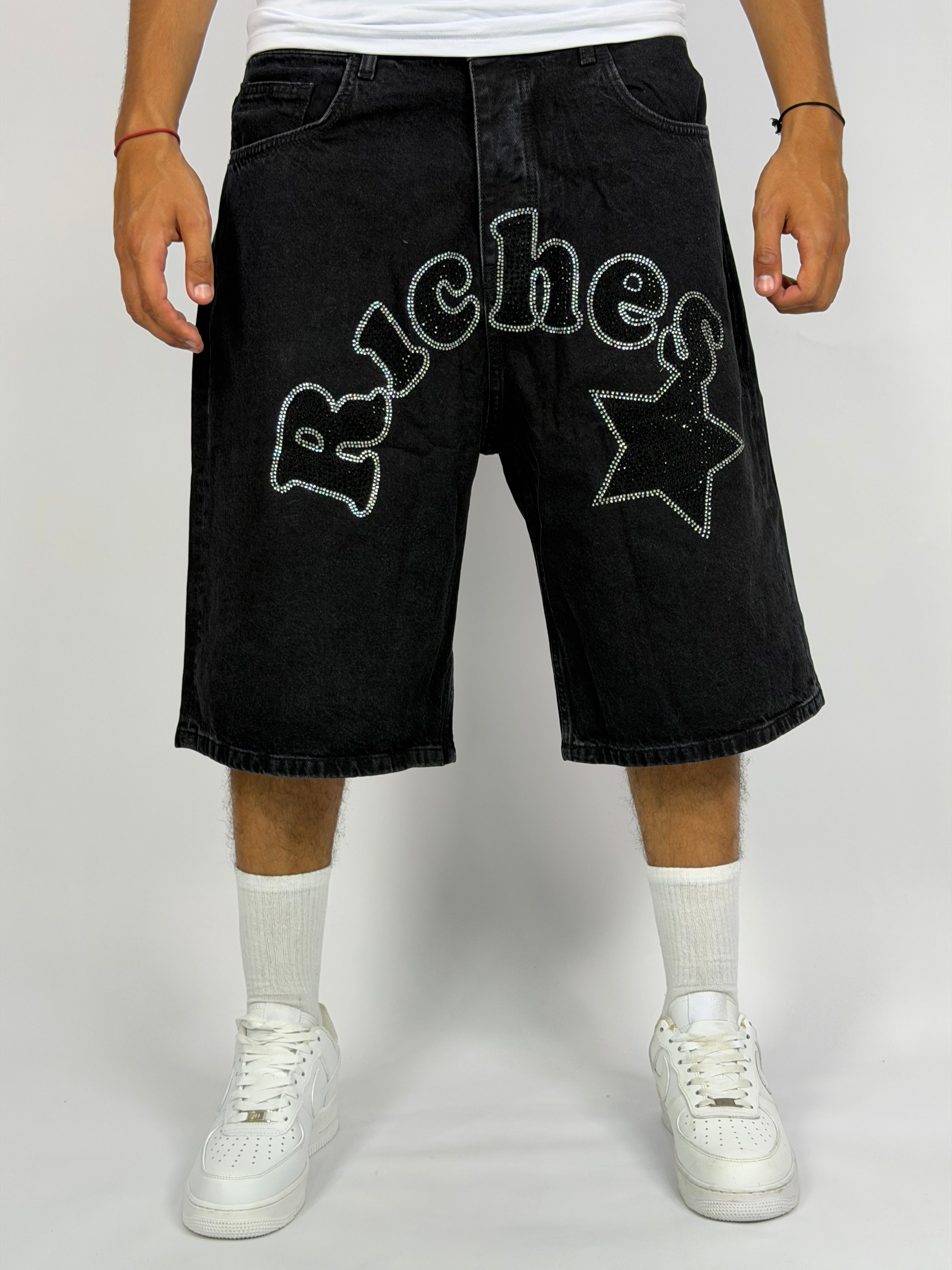Short Jean Oversize “Riches” Noir – Streetwear Premium