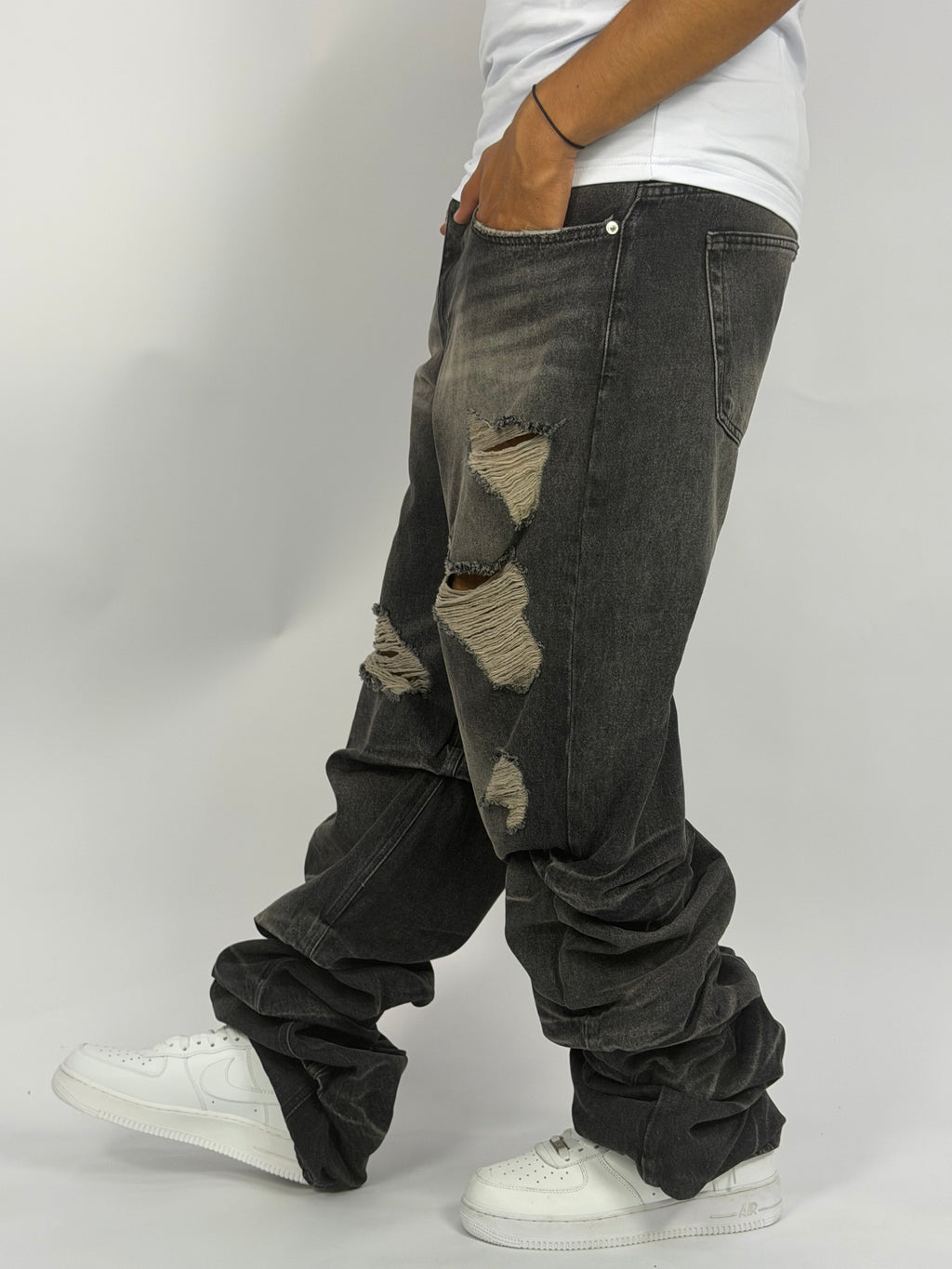 Jeans ORIGINAL Denim Oversize Destroy – Washed Black Distressed Edition