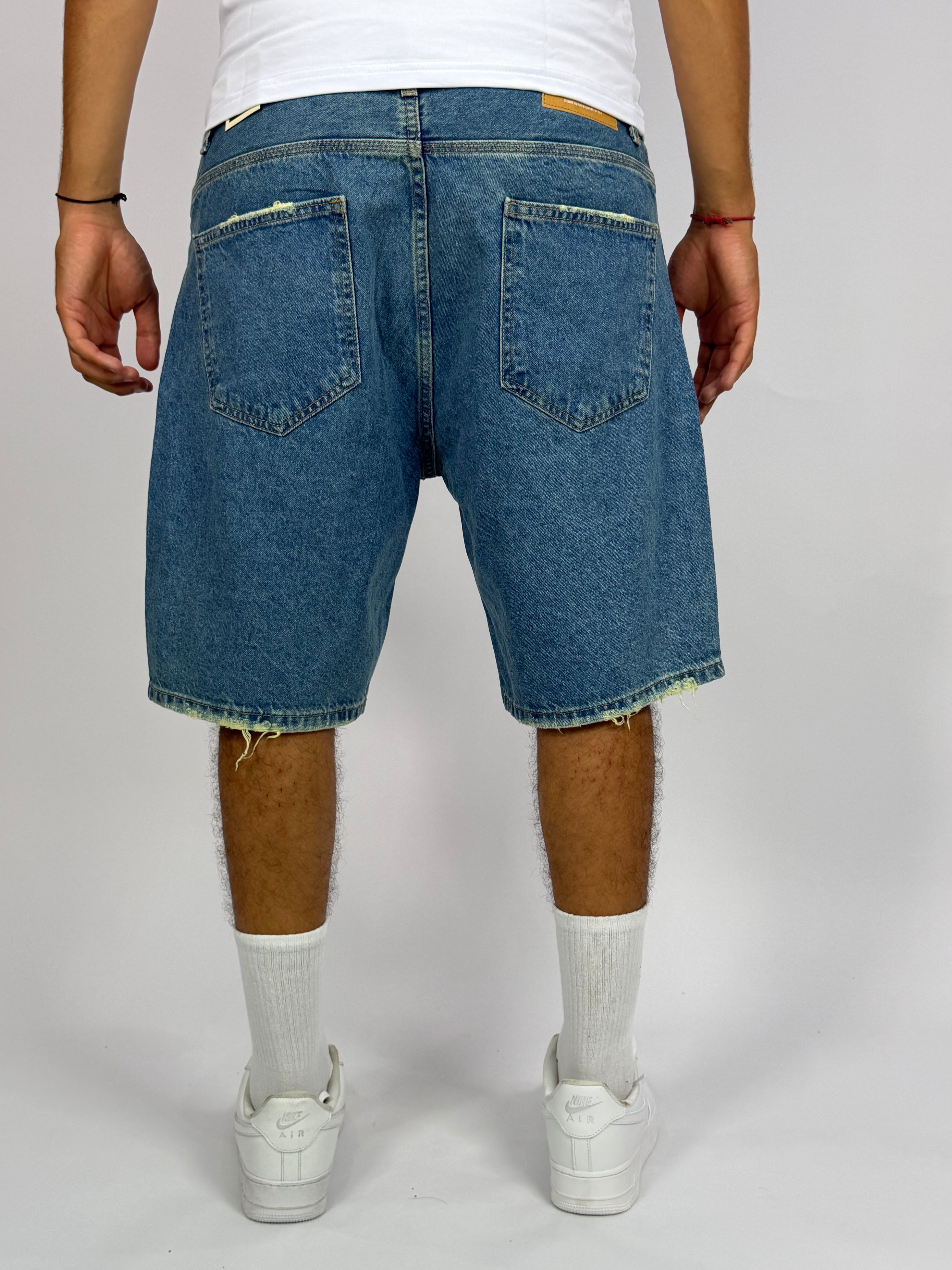 Short Jean Oversize “SURVIVER” bleu – Streetwear Premium